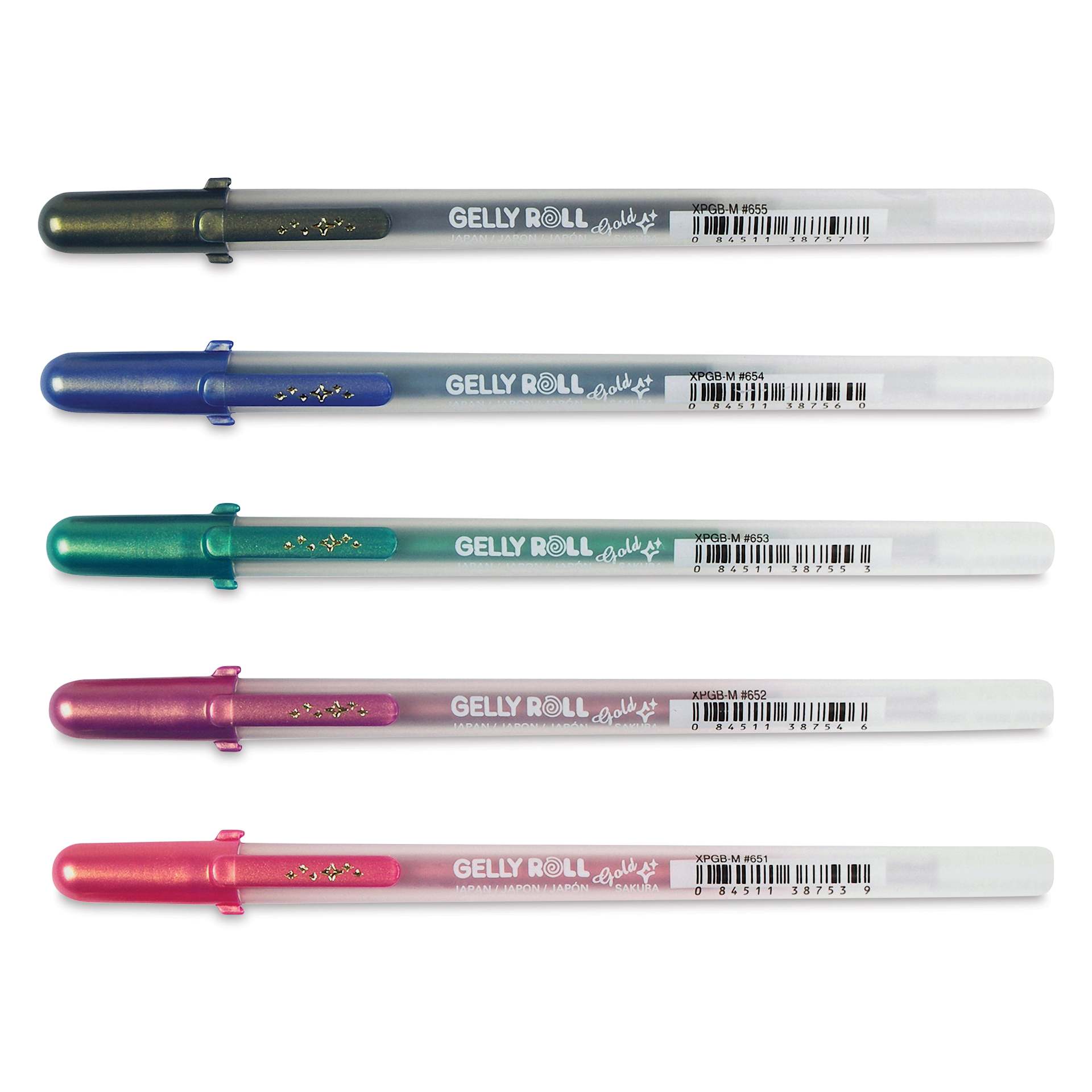 Sakura Gelly Roll Gold-Silver Shadow Pens - Set of 5, Gold Shadow, Bold