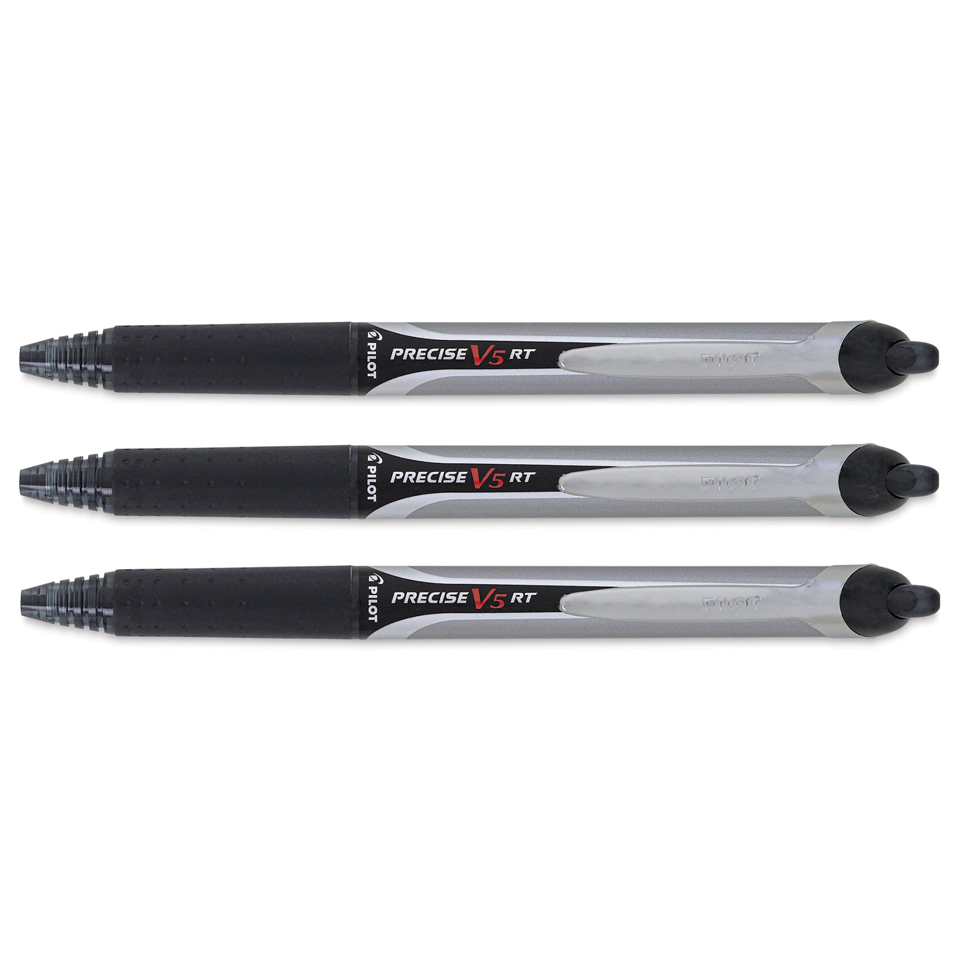 Pilot Precise V5 Retractable Pens - Black, Extra Fine, three pens with tips retracted