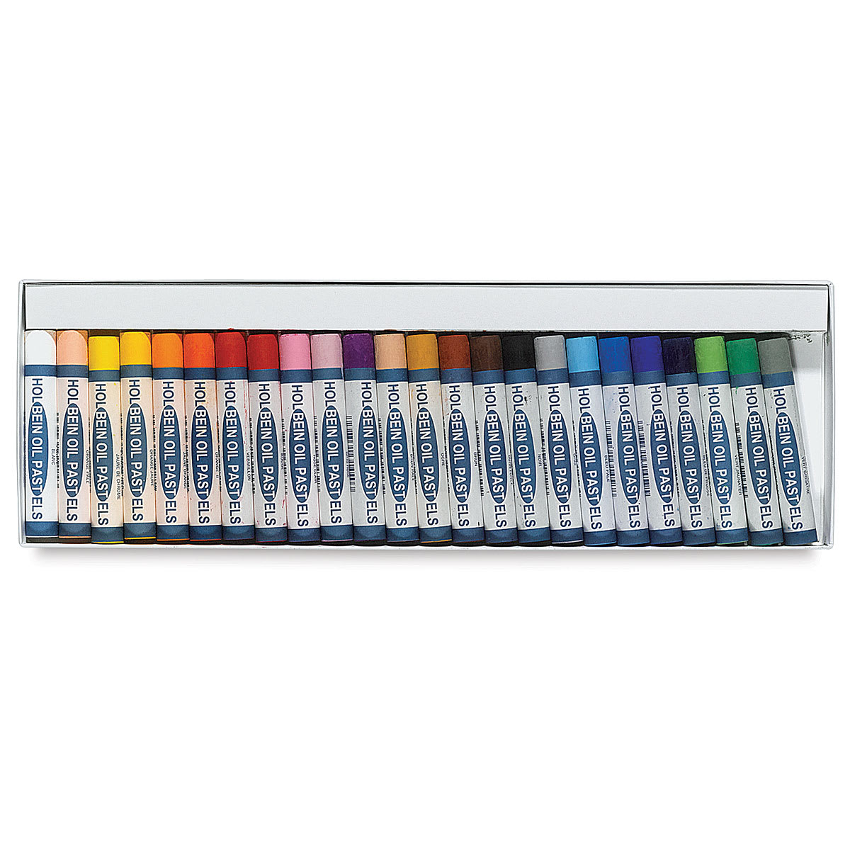 Holbein Academic Oil Pastel Sets - Set of 24 shown open in tray