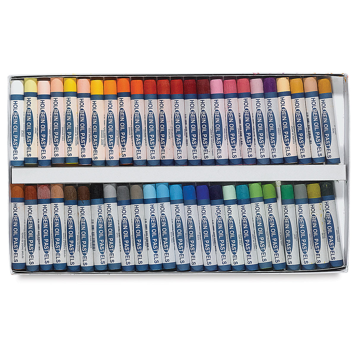 Holbein Academic Oil Pastel Sets - Set of 48 shown open in tray