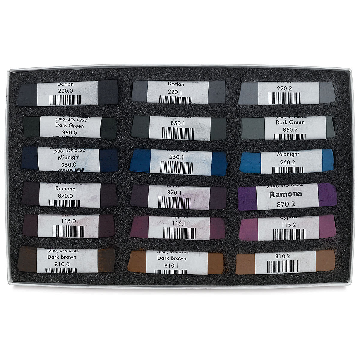 Great American Handmade Pastel Set - Very Dark, Set of 18, pastels inside
