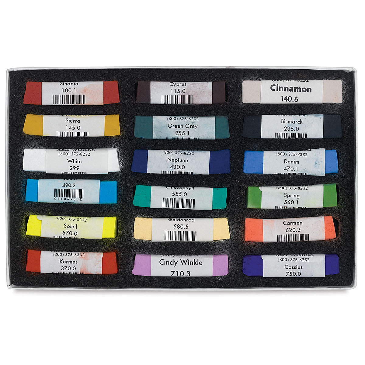 Great American Art Works Pastel Set - Open package showing colors of pastels in tray