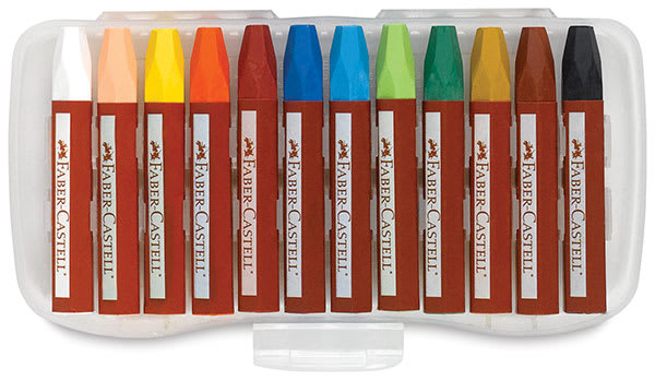 Faber-Castell Grip Oil Pastel Sets - set of 12 shown in open storage tray
