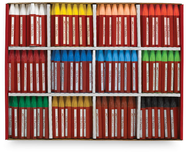 Faber-Castell Grip Oil Pastel Sets - Class Pack of 288 shown in open storage tray