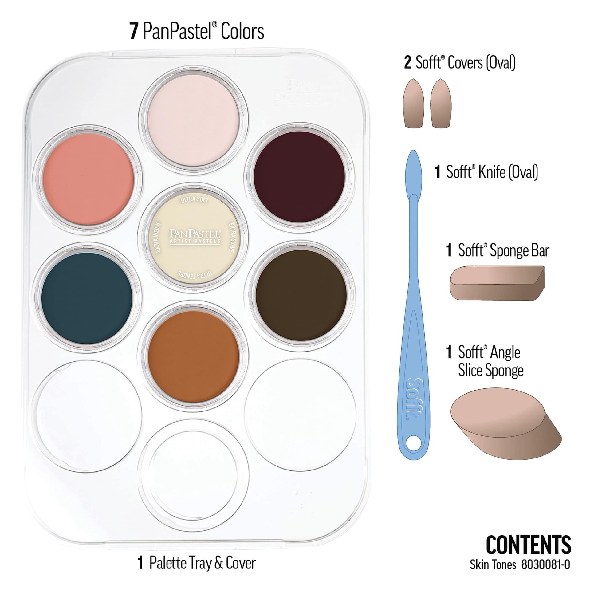 PanPastel Artists' Painting Pastels Set - Skin Tones, Set of 7, contents