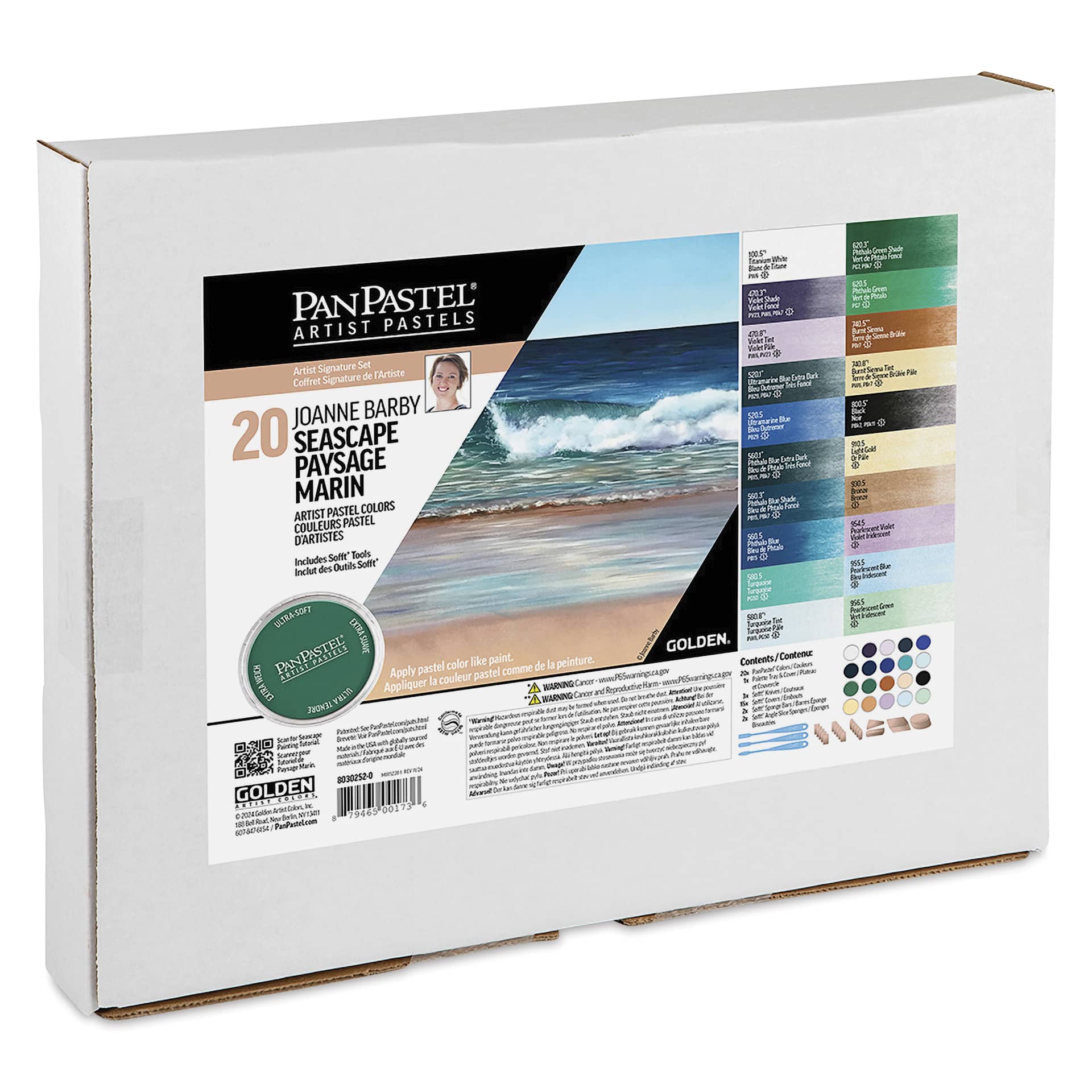 PanPastel Artists’ Painting Pastels Set - Joanne Barby Seascape Colors, Set of 20, packaging