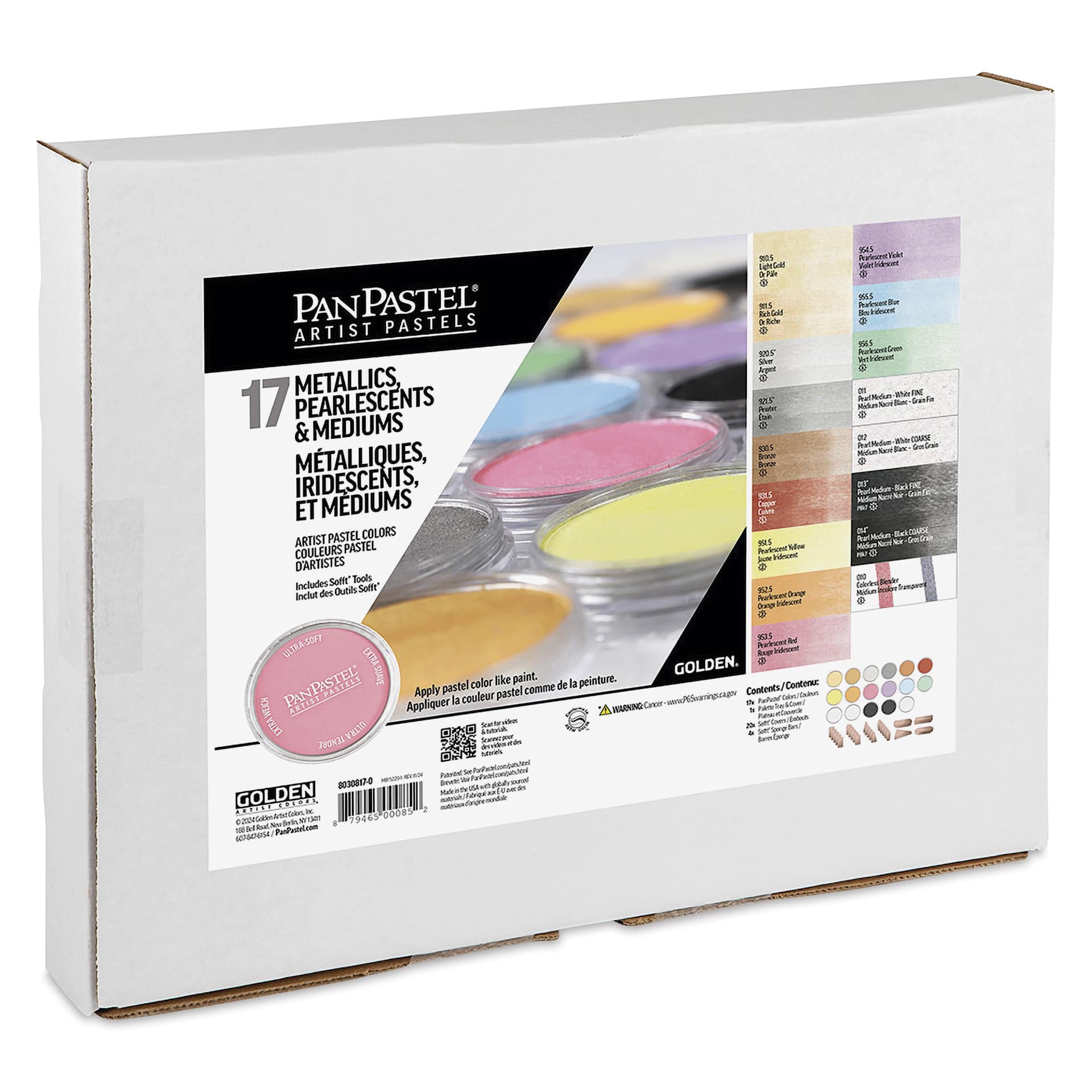 PanPastel Artists’ Painting Pastels Set - Metallic and Pearl Colors, Set of 17 - front of packaging