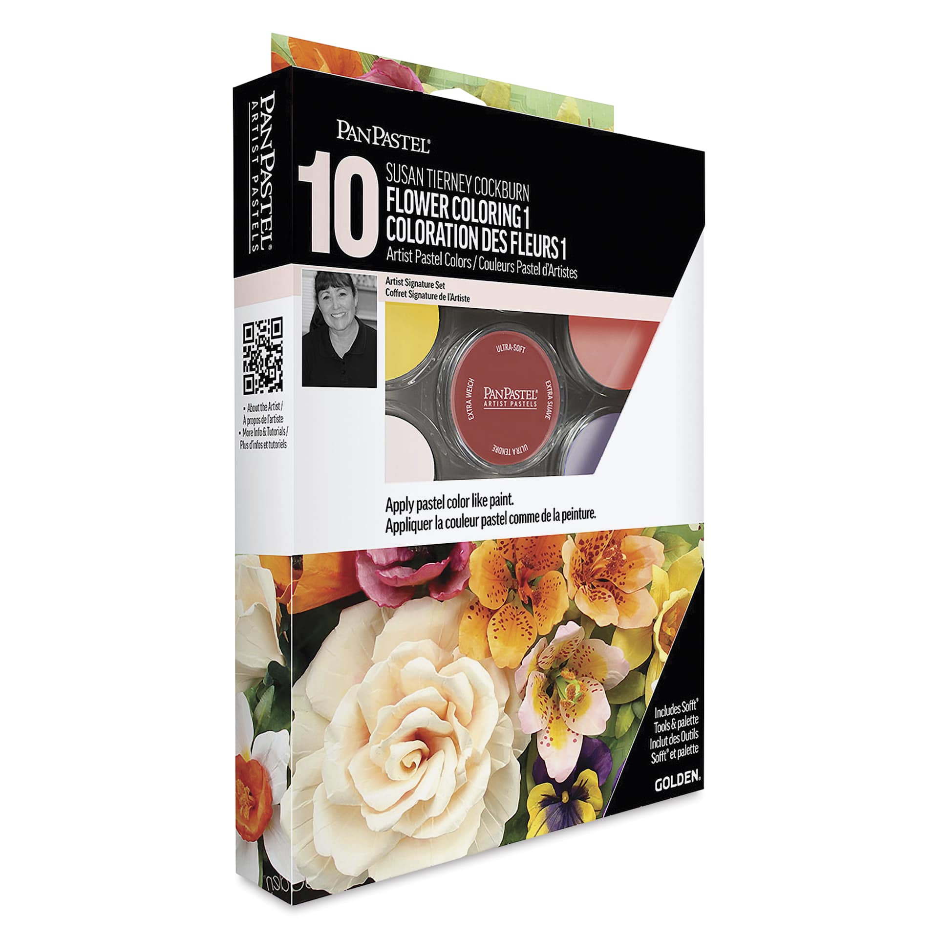 PanPastel Artists' Painting Pastels Set - Susan Tierney’s Flower Coloring Kit No. 1, Set of 10 Colors, packaging
