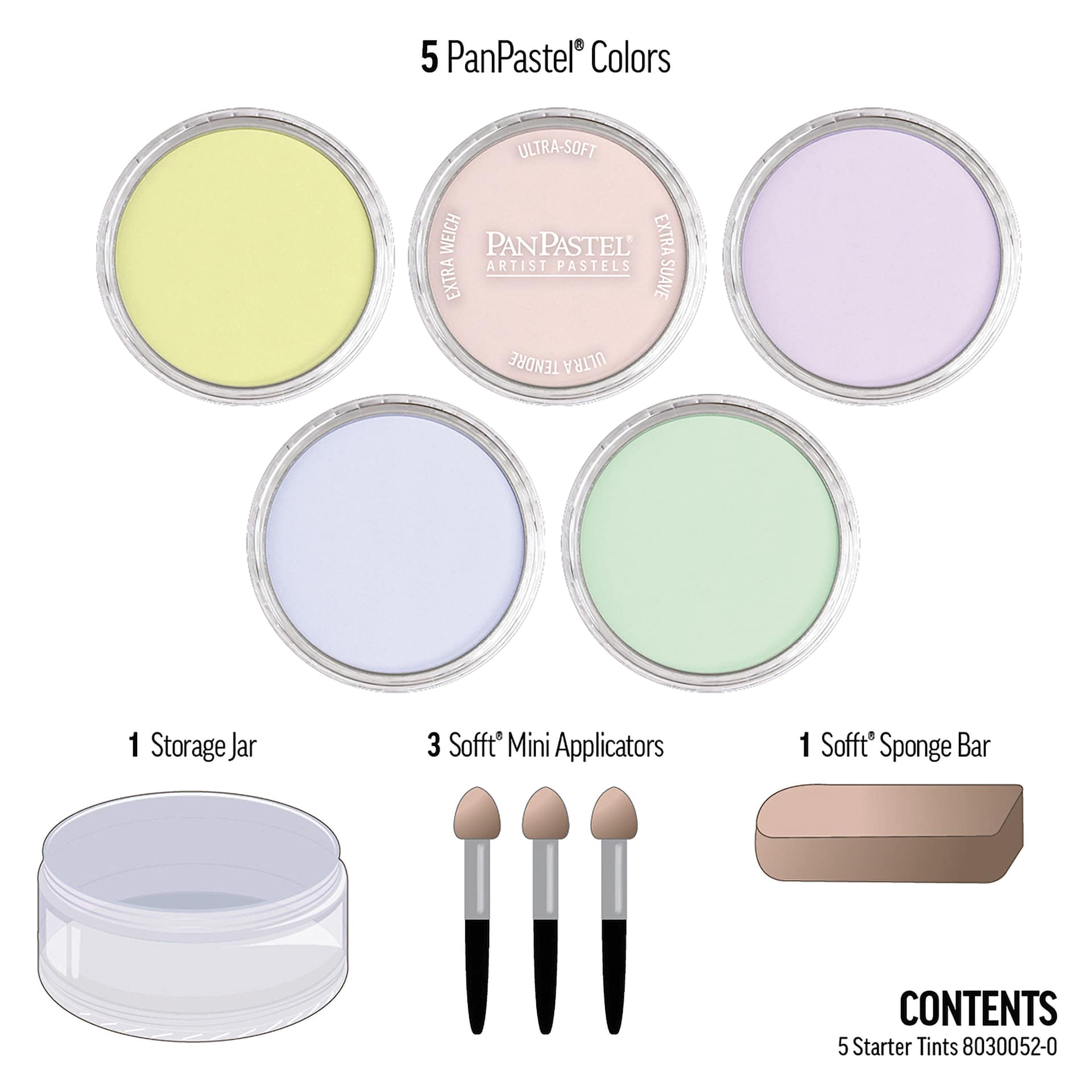 PanPastel Artists’ Painting Pastels Set - Tints, Set of 5 - contents