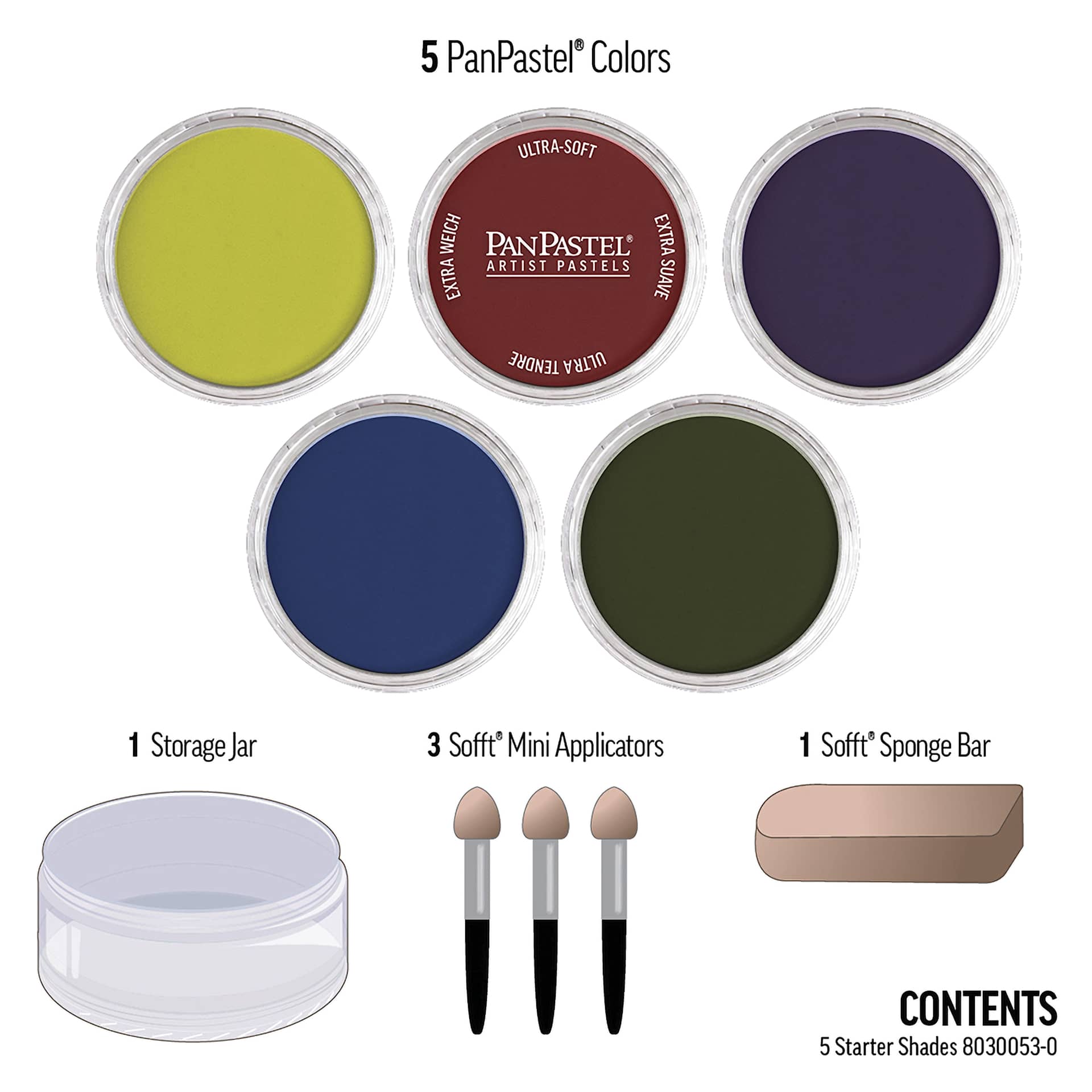 PanPastel Artists’ Painting Pastels Set - Shades, Set of 5 - contents