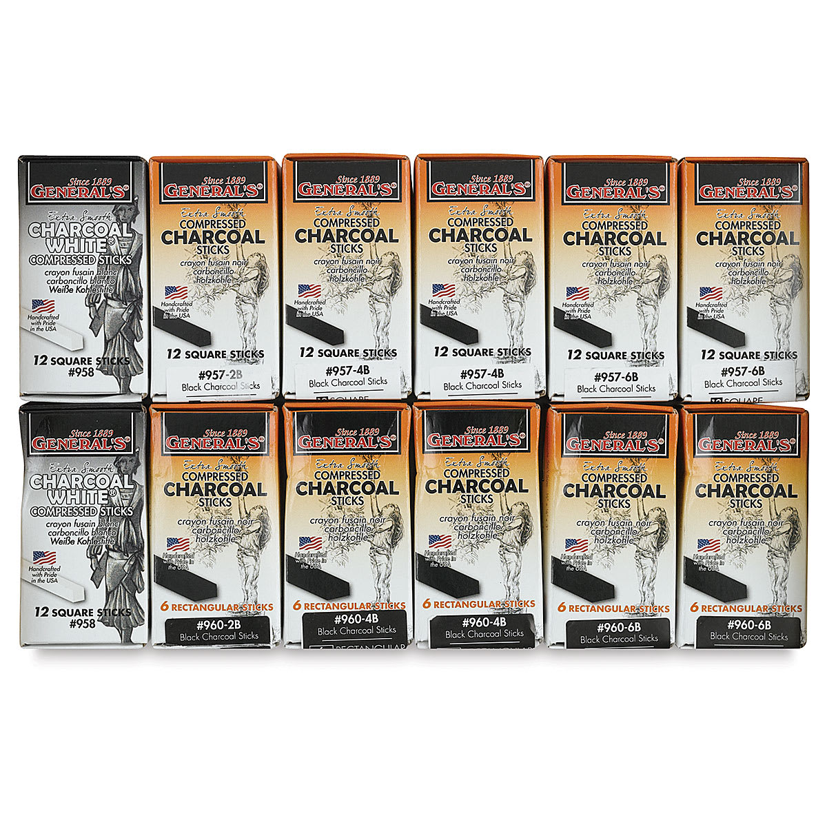 General's Compressed Charcoal - Classroom Art Pack, Set of 114