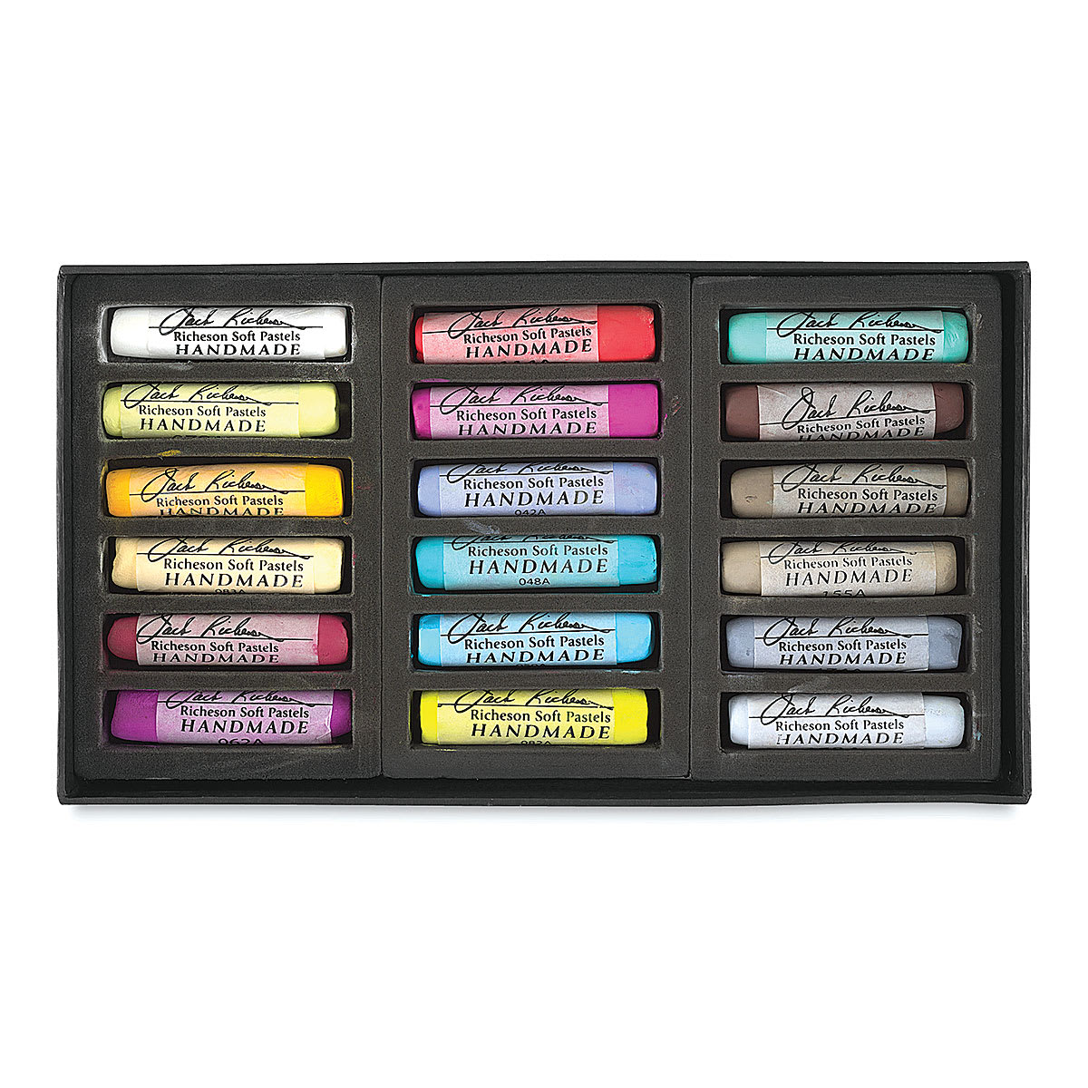 Richeson Handmade Soft Pastels - Assorted Colors, Set of 18, Full Stick (set contents)