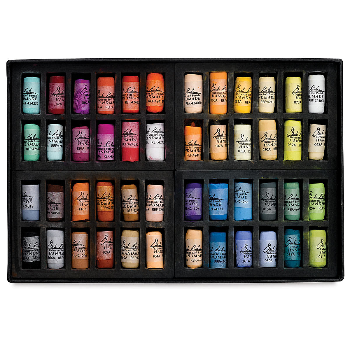 Richeson Handmade Soft Pastels - Assorted Colors, Set of 48, Half Stick (set contents)