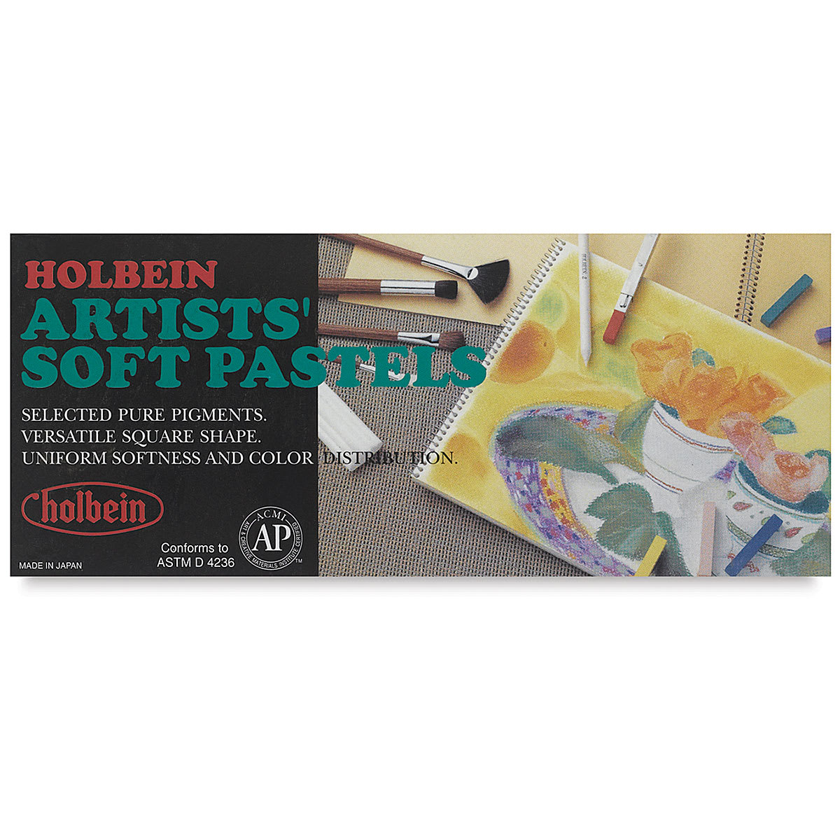 Holbein Artists' Soft Pastel Set - Top view of package of Set of 12 Assorted Colors