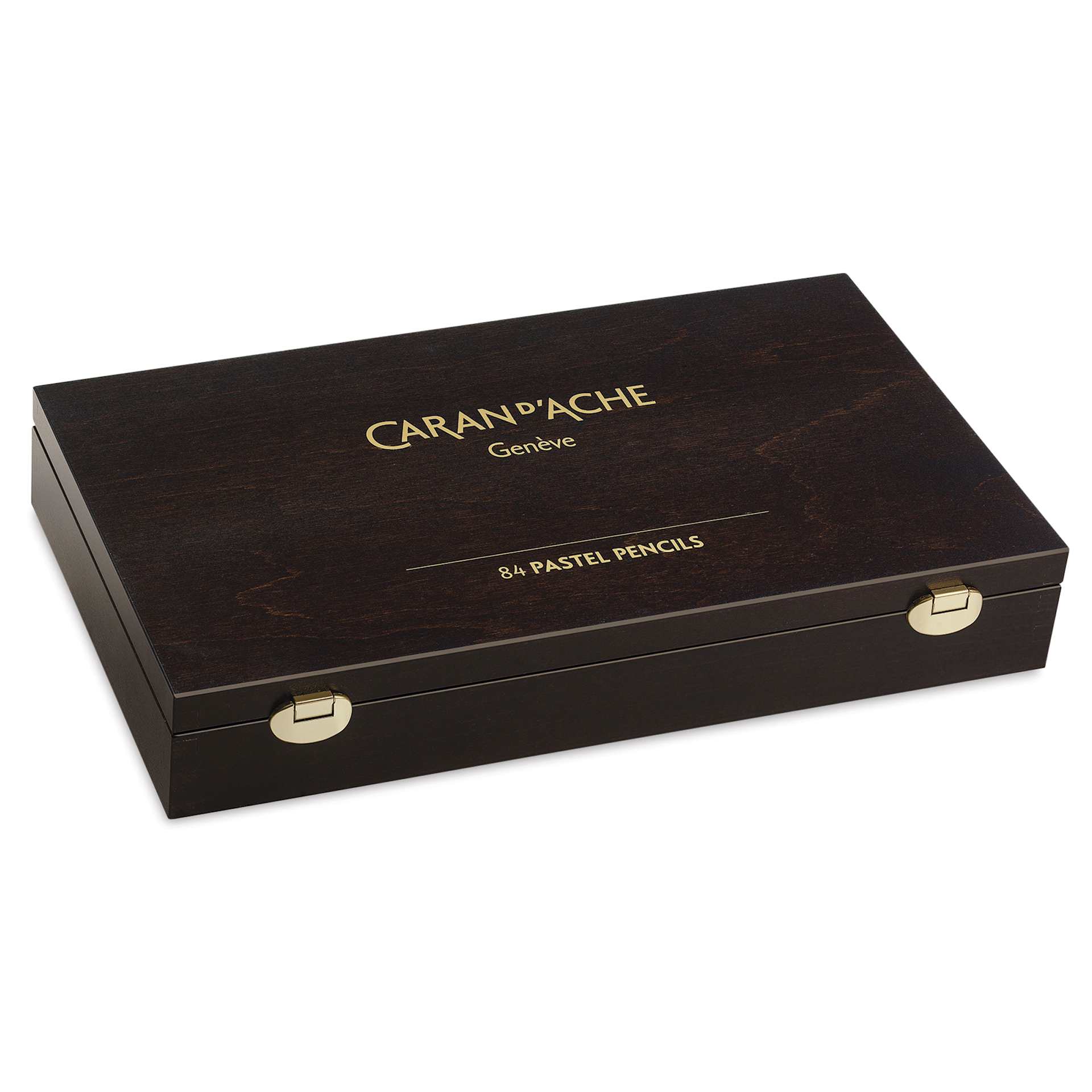 Caran d'Ache Pastel Pencil Set - Assorted Colors, Wooden Box, Set of 84 closed wooden box