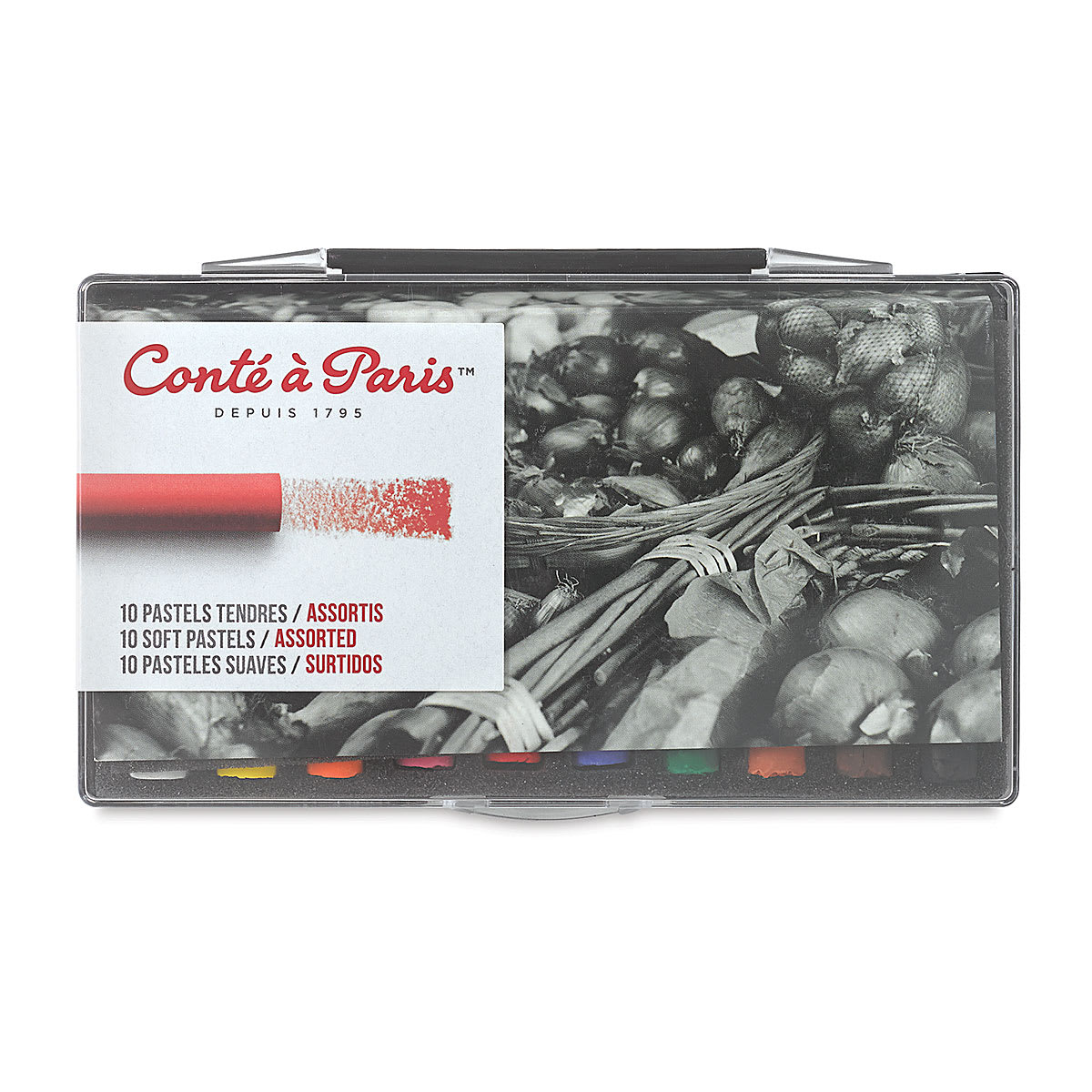Conté à Paris Soft Pastel Set - Top of package of Set of 10 Assorted Colors