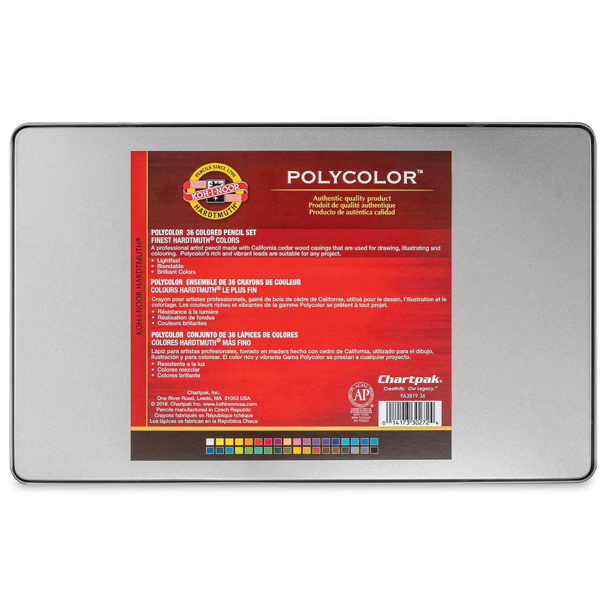 Koh-I-Noor Polycolor Dry Color Drawing Pencils, Set of 36 (back of package)