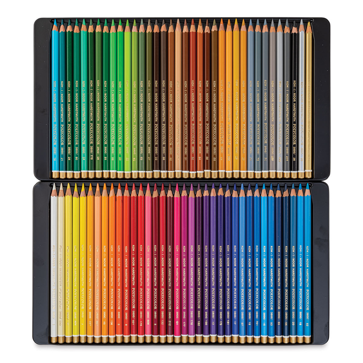 Koh-I-Noor Polycolor Dry Color Drawing Pencils, Set of 72. Inside of package.