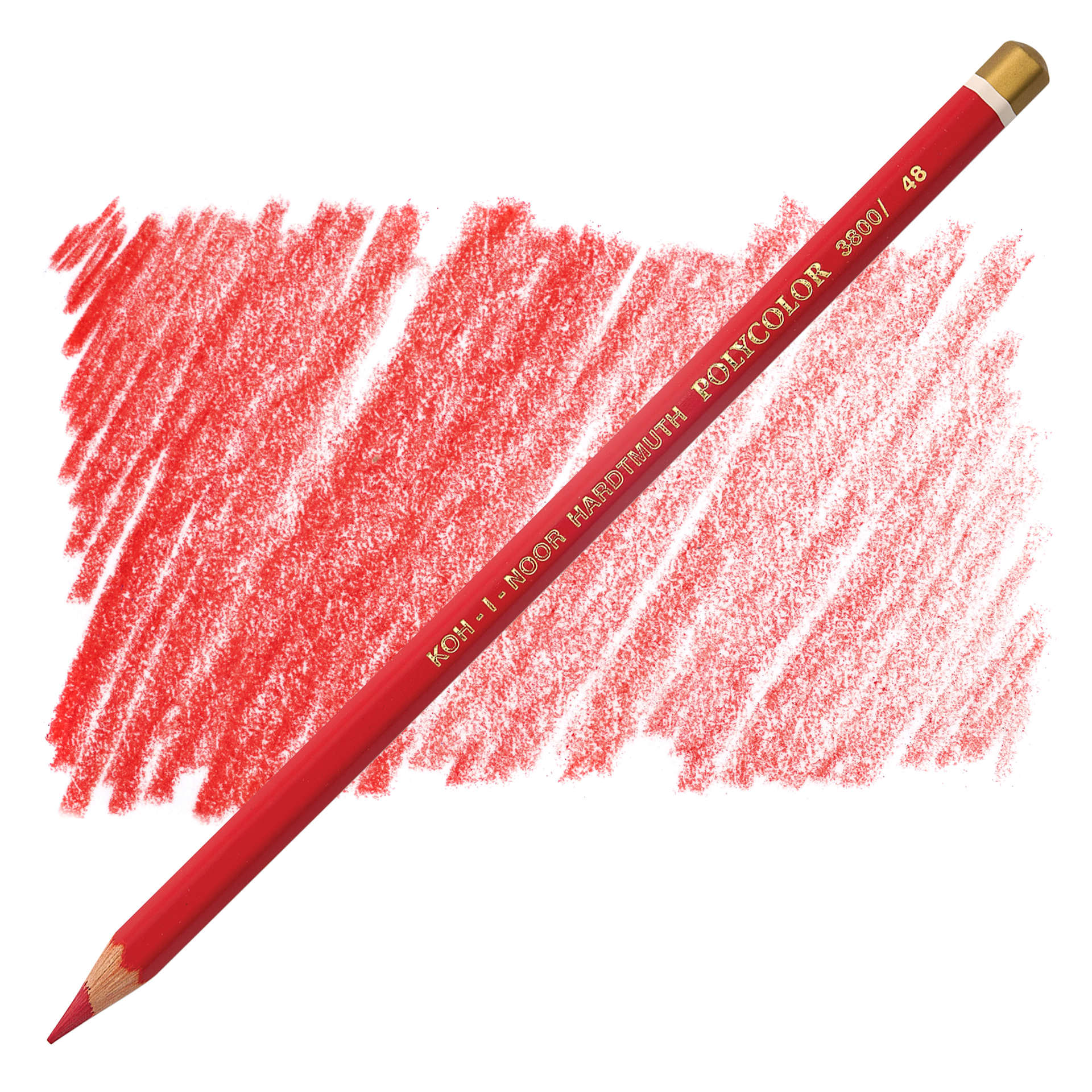 Koh-I-Noor Polycolor Dry Color Drawing Pencil - Carmine Red 48, swatch and pencil