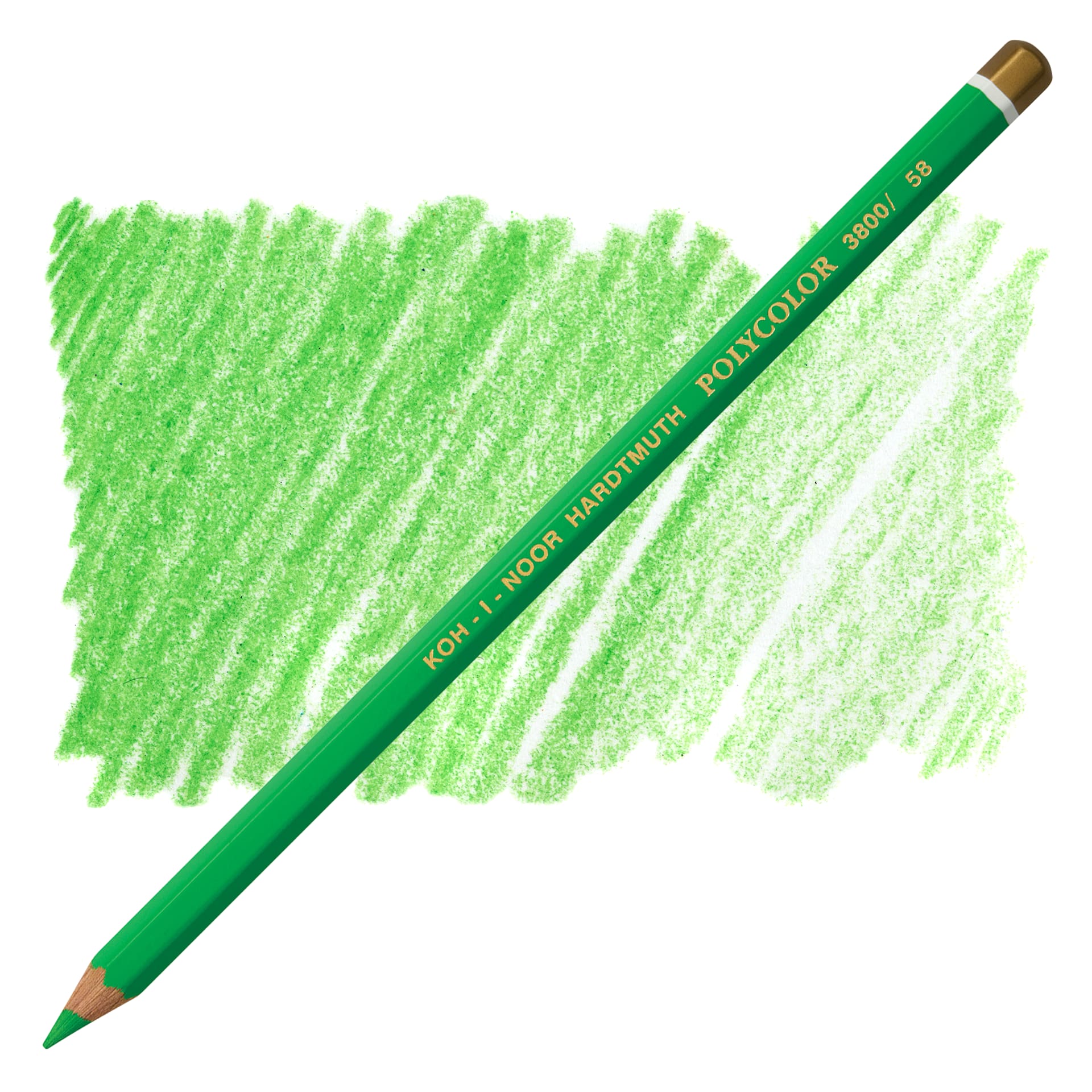 Koh-I-Noor Polycolor Dry Color Drawing Pencil - Light Green 58, swatch and pencil