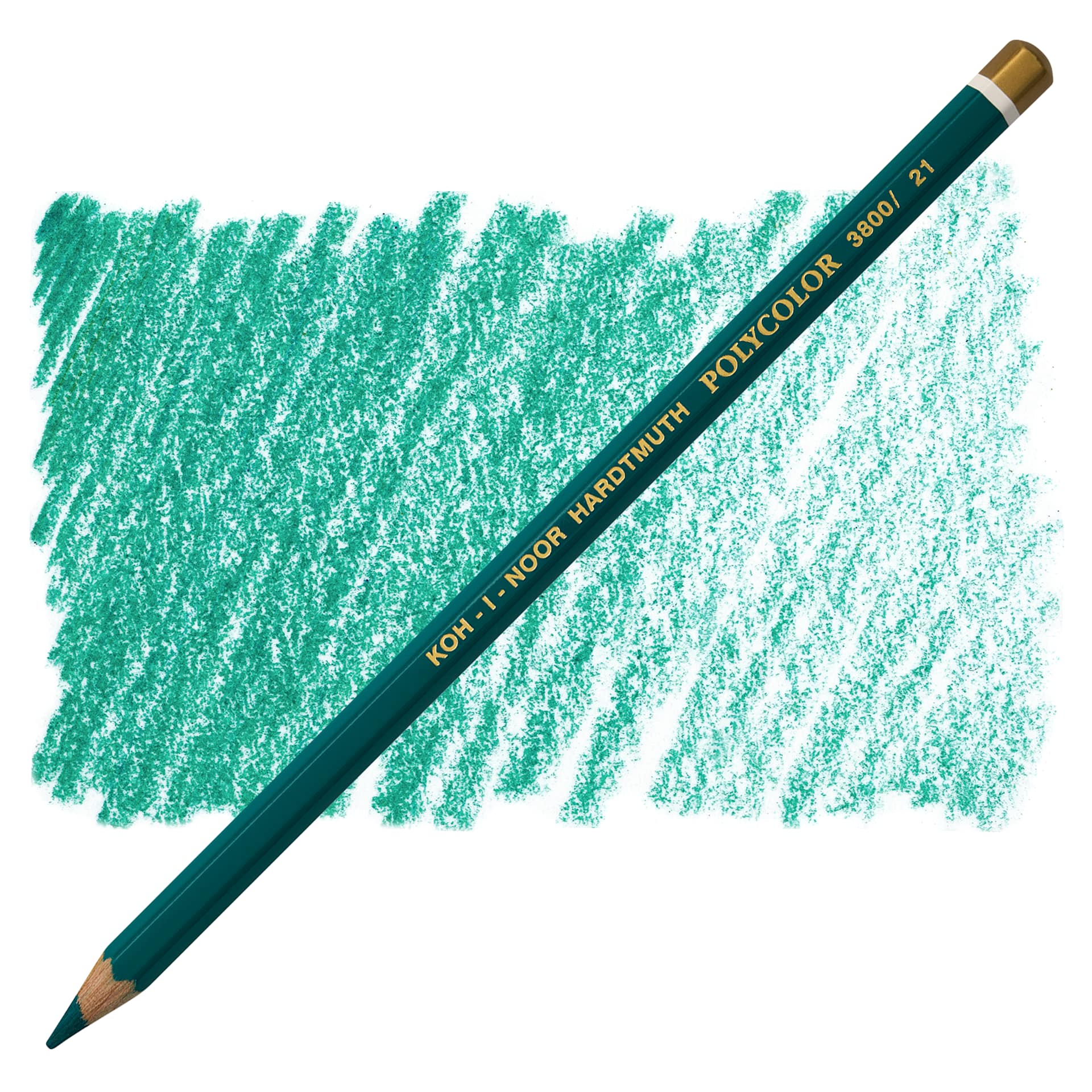 Koh-I-Noor Polycolor Dry Color Drawing Pencil - Blue Green 21, swatch and pencil