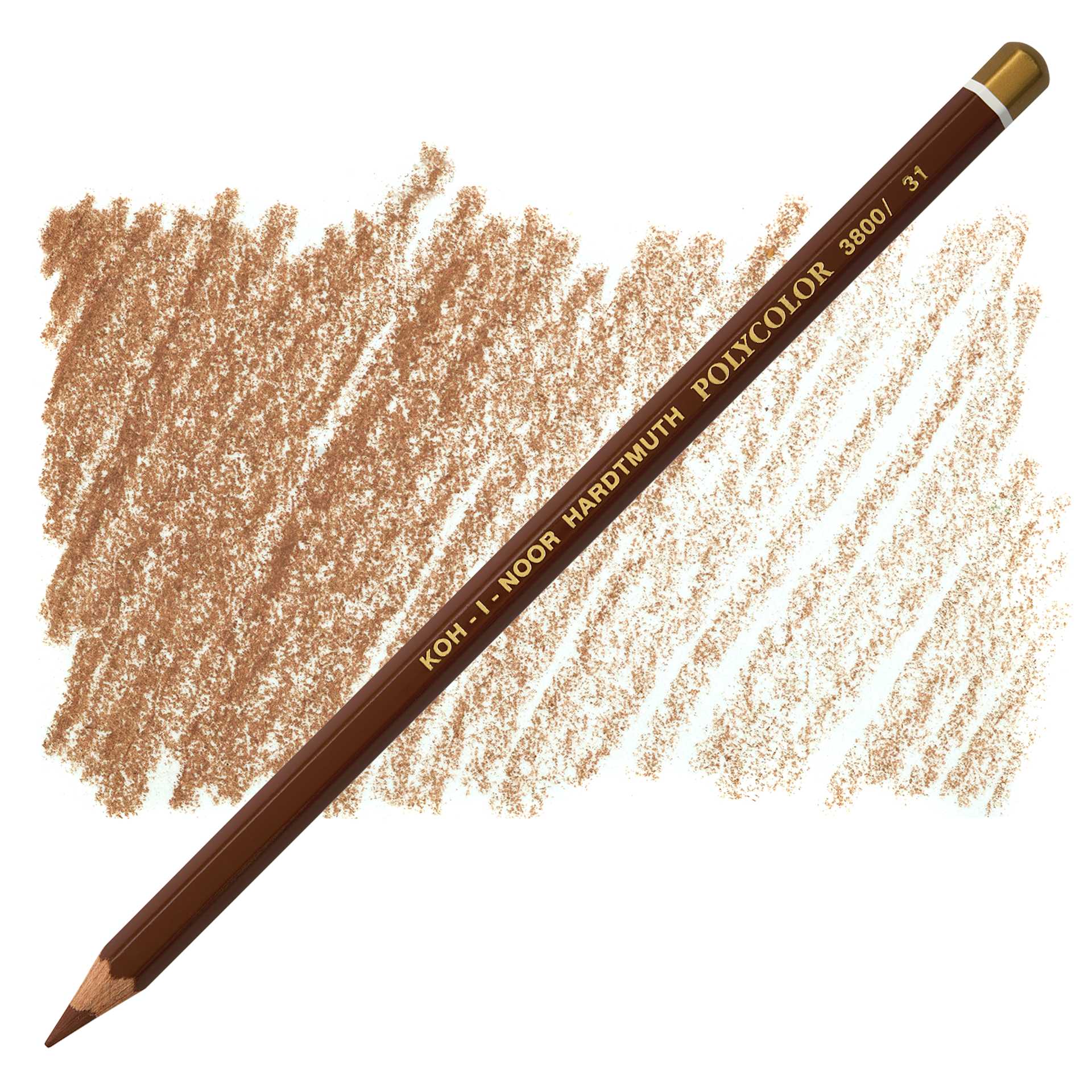 Koh-I-Noor Polycolor Dry Color Drawing Pencil - Light Brown 31, swatch and pencil