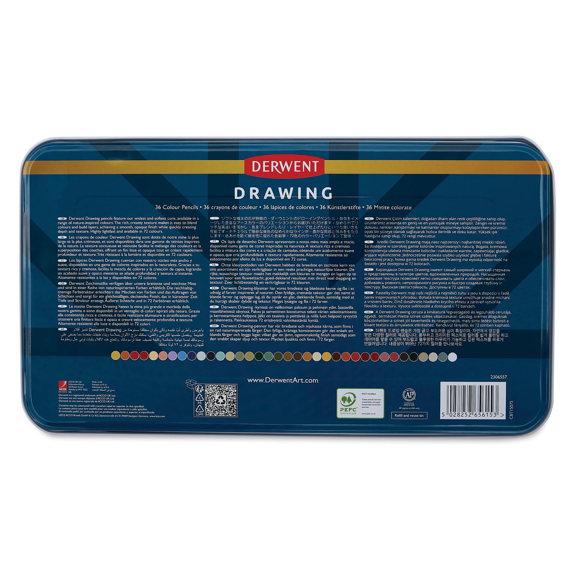Derwent Drawing Pencils - Set of 36 back of packaging