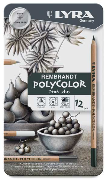 Oil-Based Colored Pencils, Set of 12 Grays