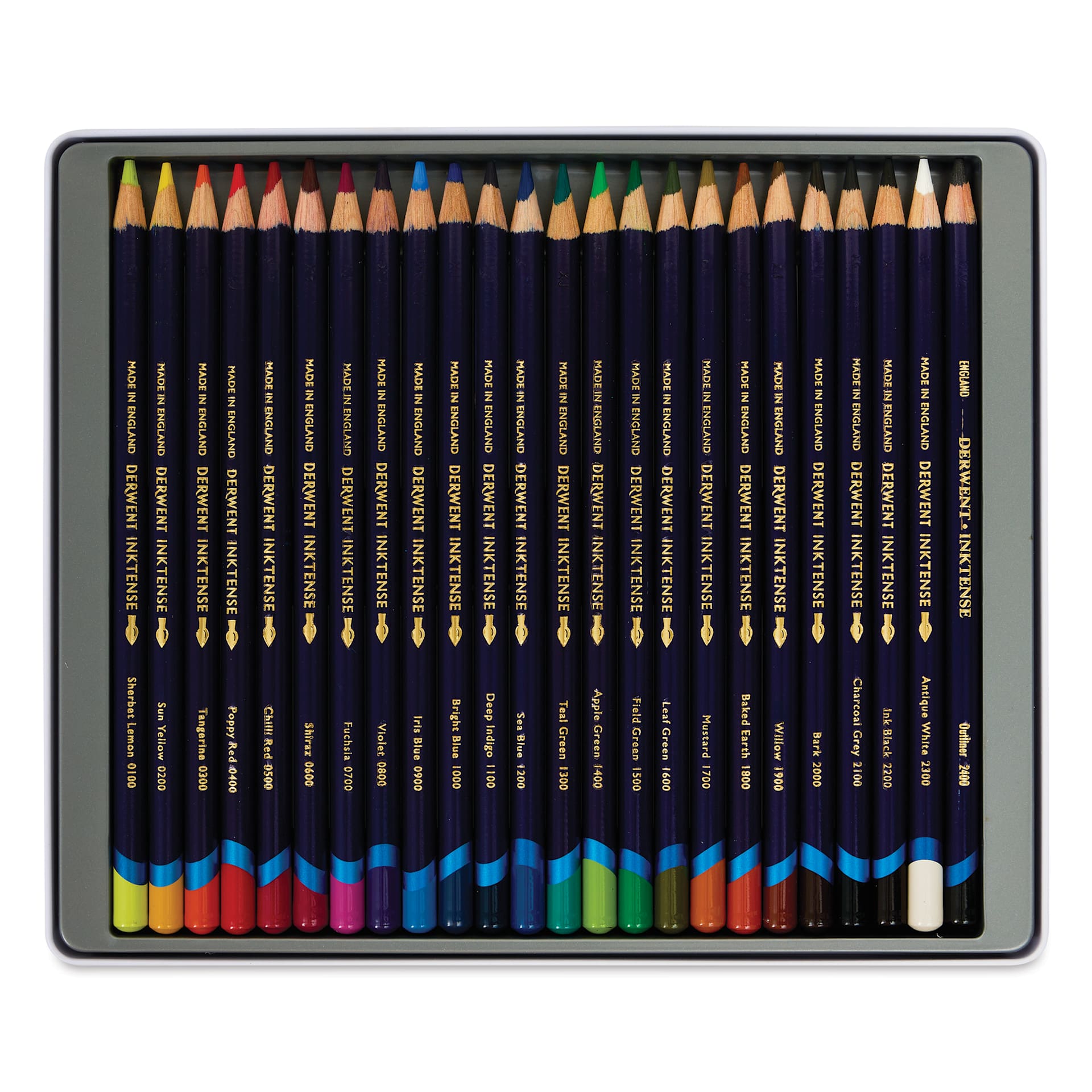 Derwent Inktense Pencils - Tin Box, Set of 24, open