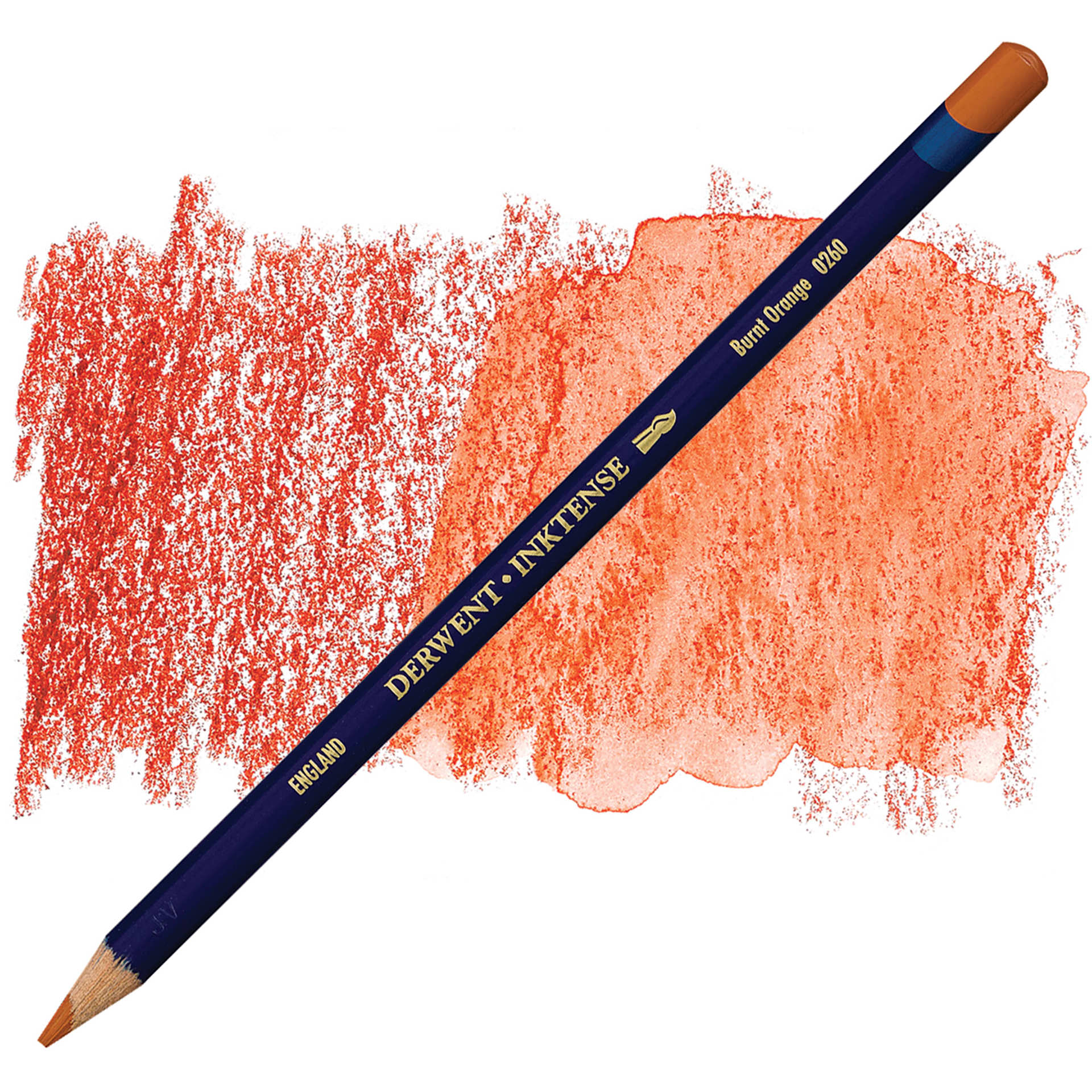 Derwent Inktense Pencil - Burnt Orange pencil and swatch