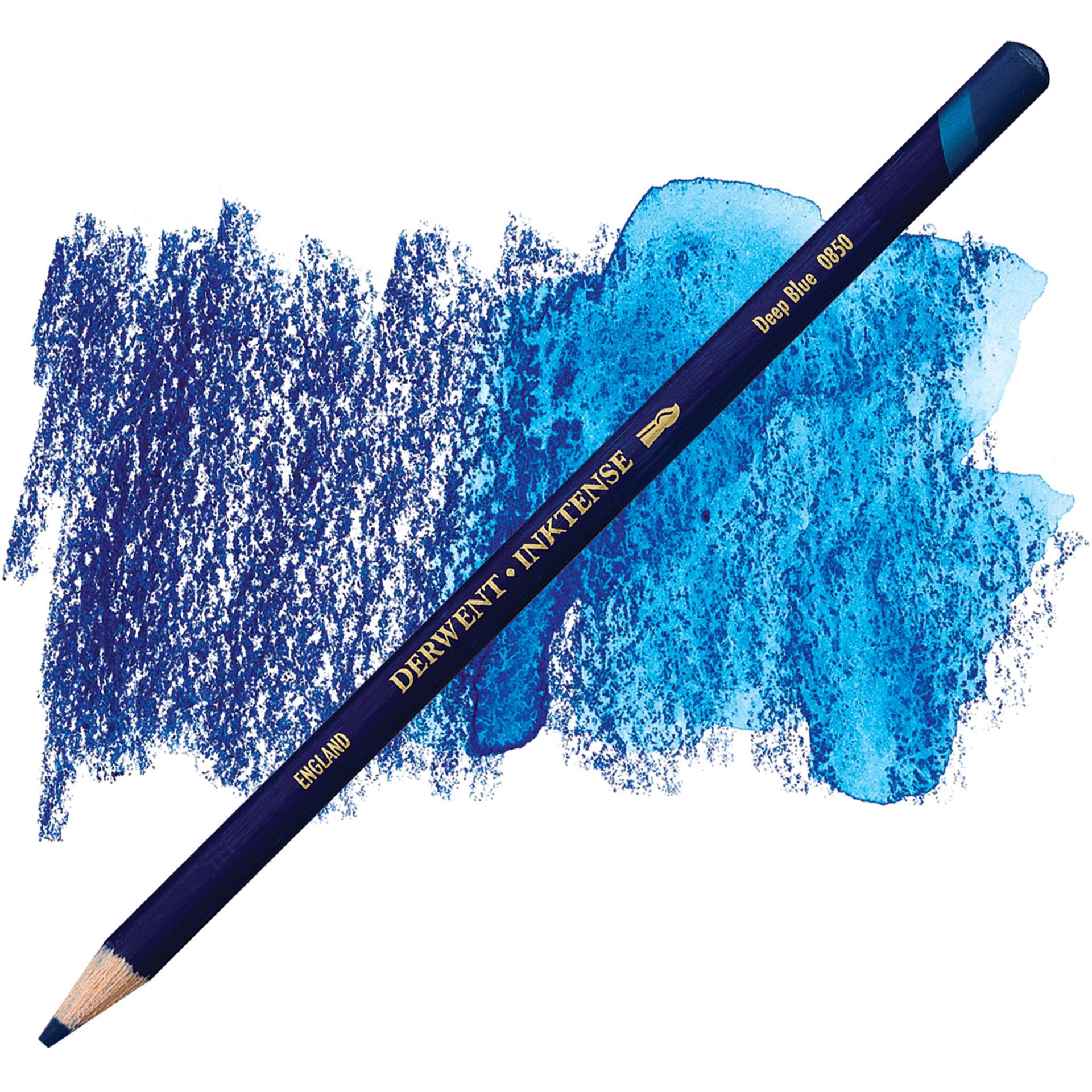 Derwent Inktense Pencil - Deep Blue pencil and swatch