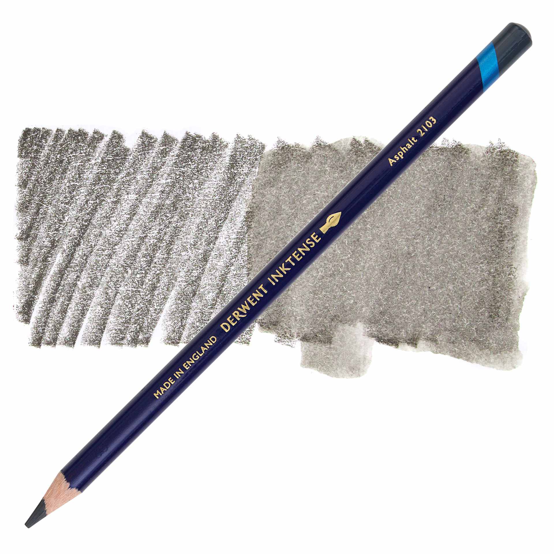 Derwent Inktense Pencil - Asphalt, swatch and pencil