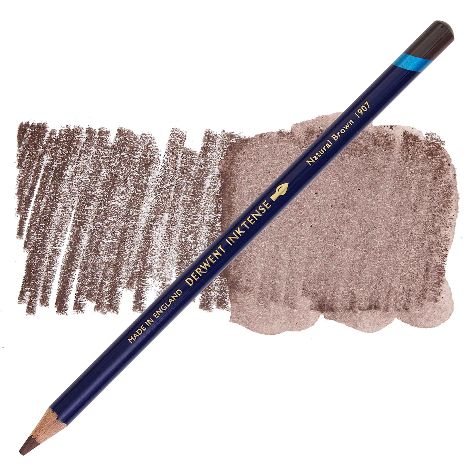 Derwent Inktense Pencil - Natural Brown, swatch and pencil