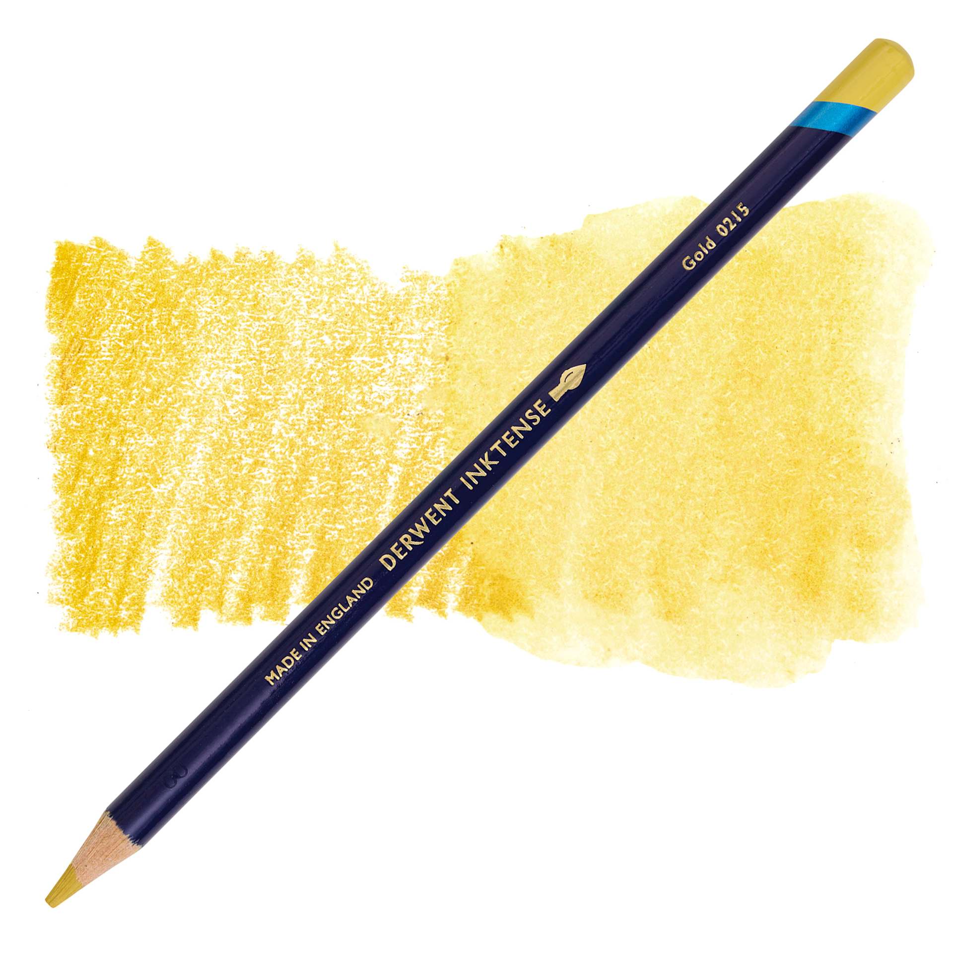 Derwent Inktense Pencil - Gold, swatch and pencil