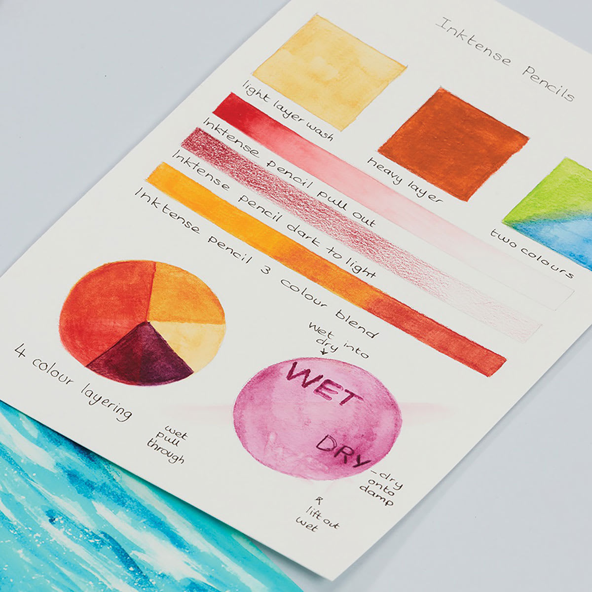 Derwent Inktense Pencils, Handmade Swatch Example
