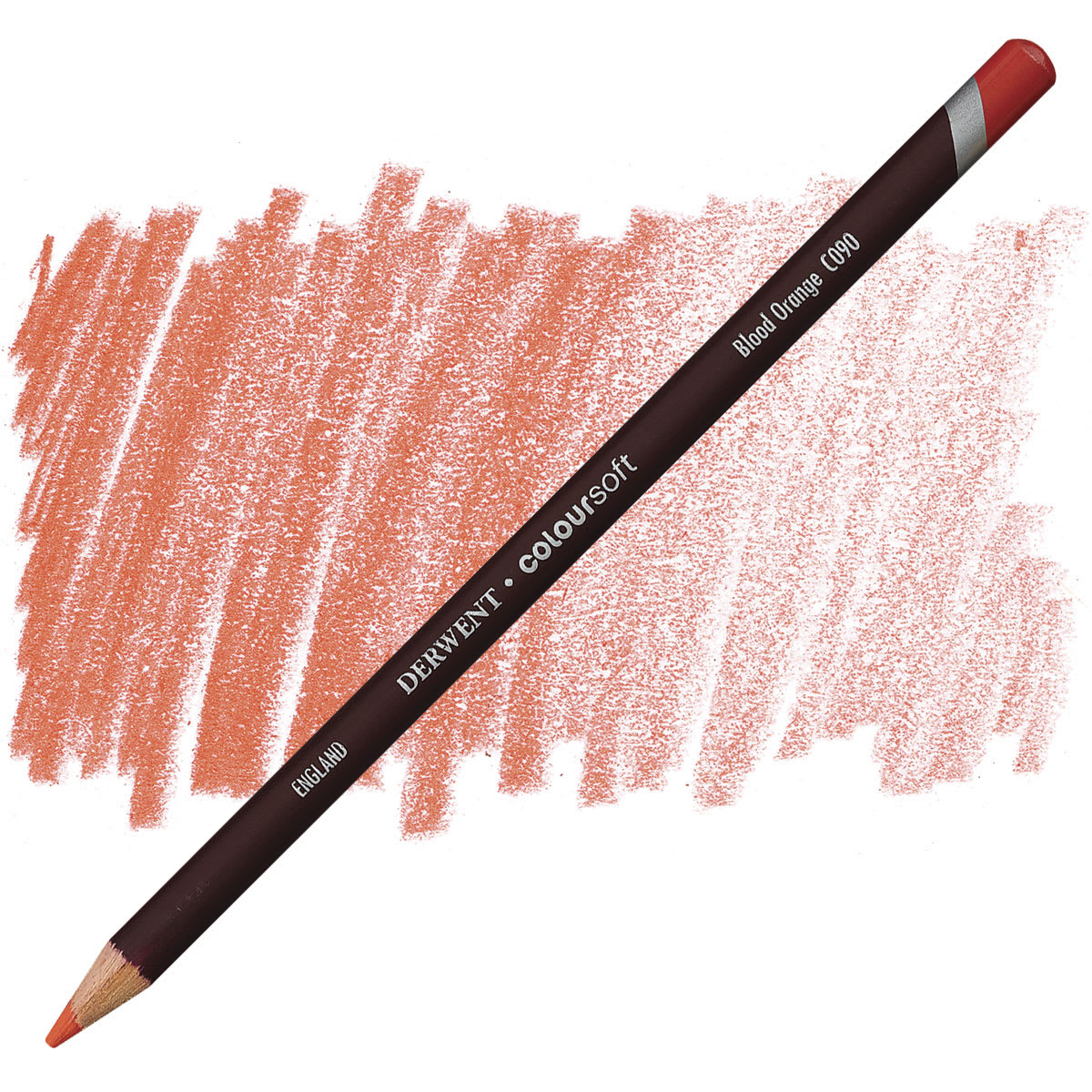 Derwent Coloursoft Pencil - Blood Orange pencil and swatch