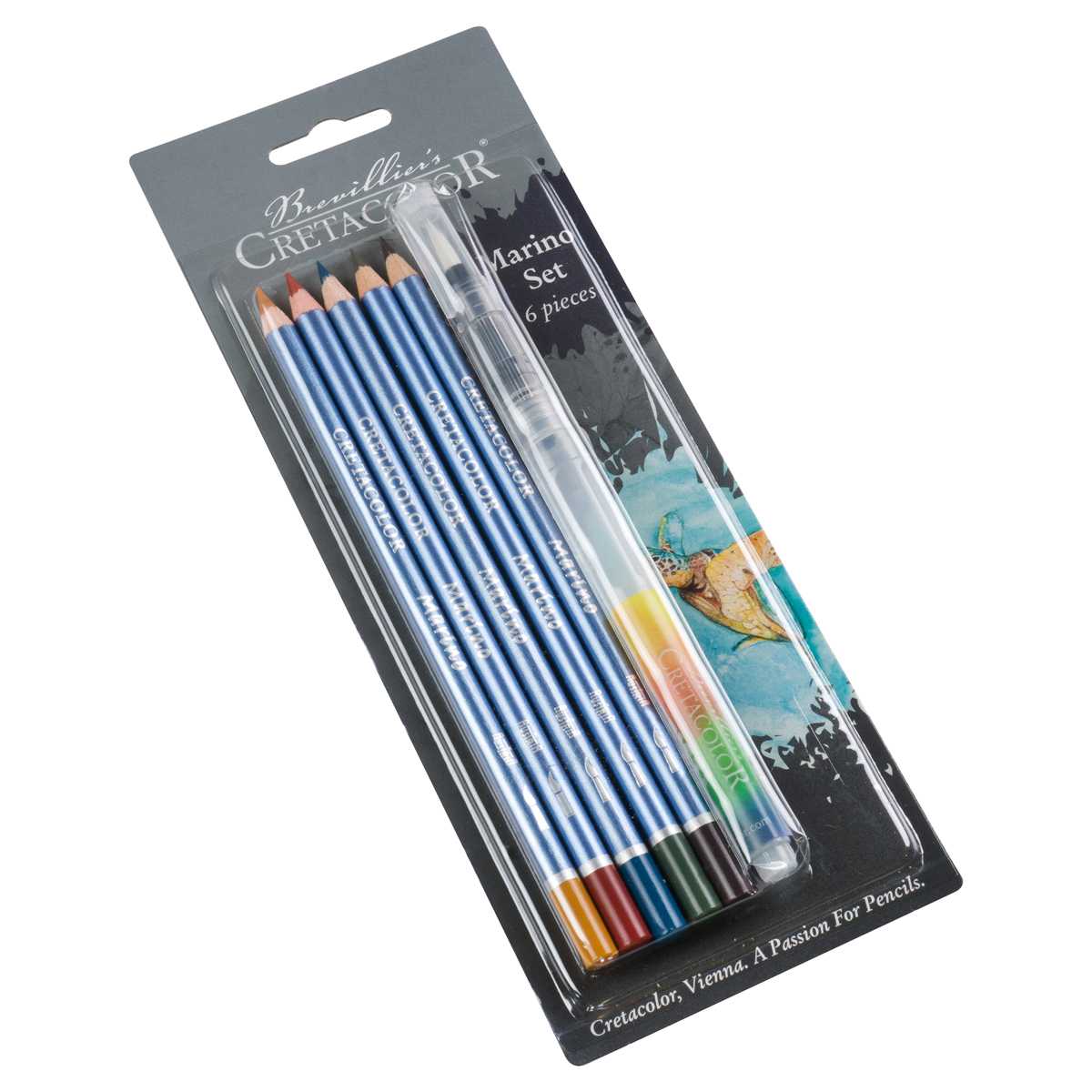 Marino Lightfast Watercolor Pencil Turtle 6-Piece Set 6-Piece Set (5 Pencils, 1 Aqua 2 Go Waterbrush)