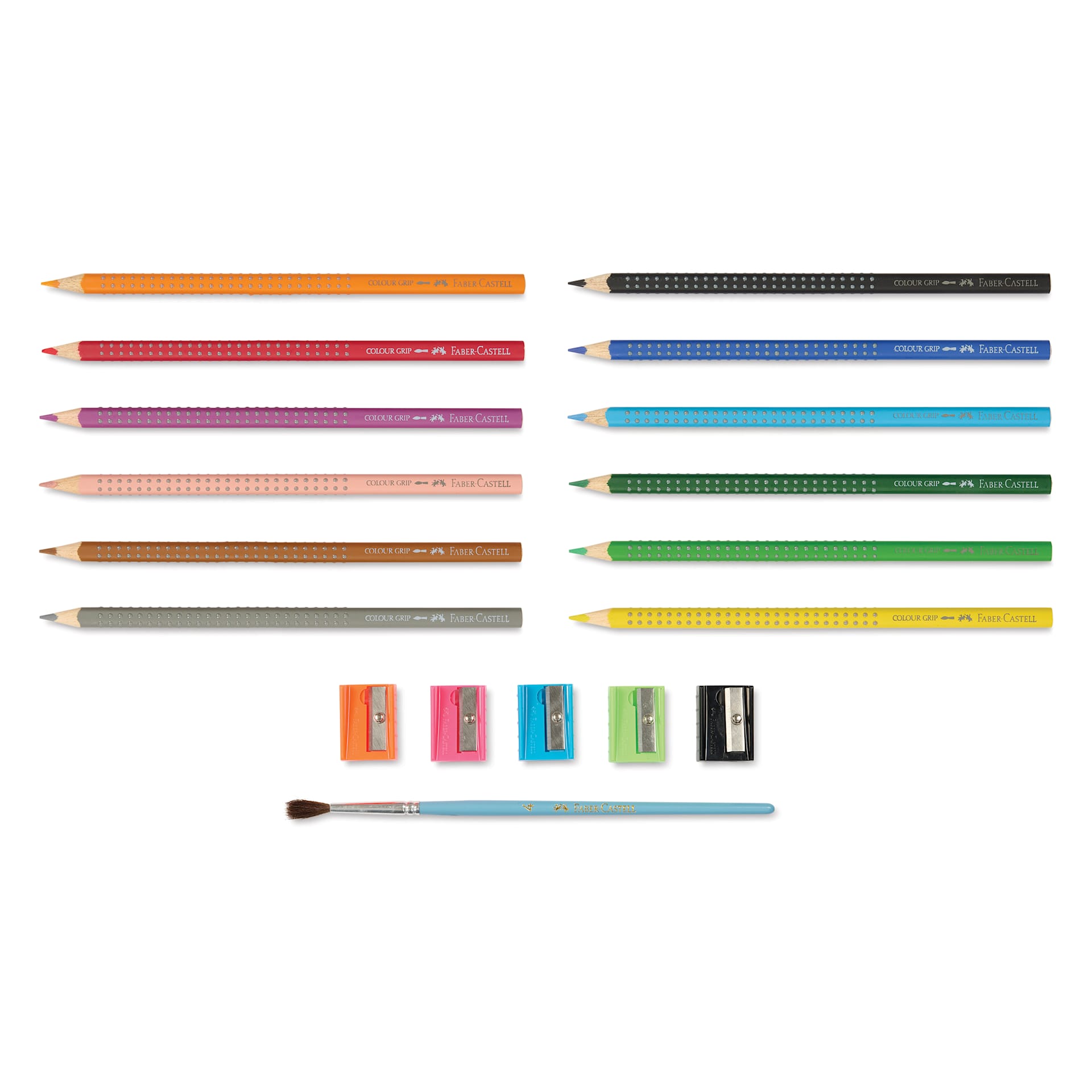 Faber-Castell Grip Watercolor EcoPencil - School Pack, Set of 300, contents laid out