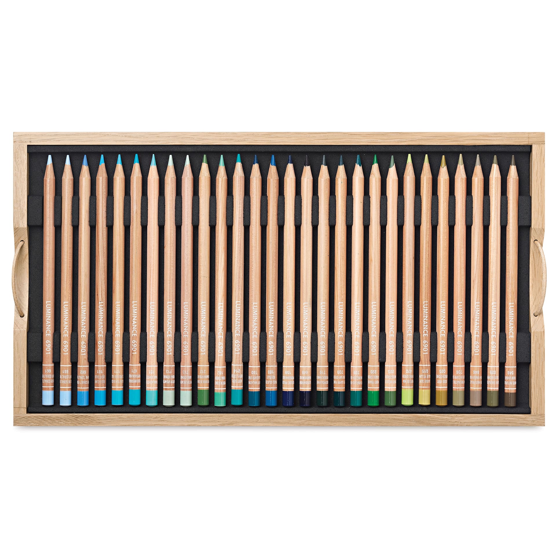 Caran d'Ache Luminance Colored Pencils - Assorted Colors, Wood Box, Set of 100, pencils shown