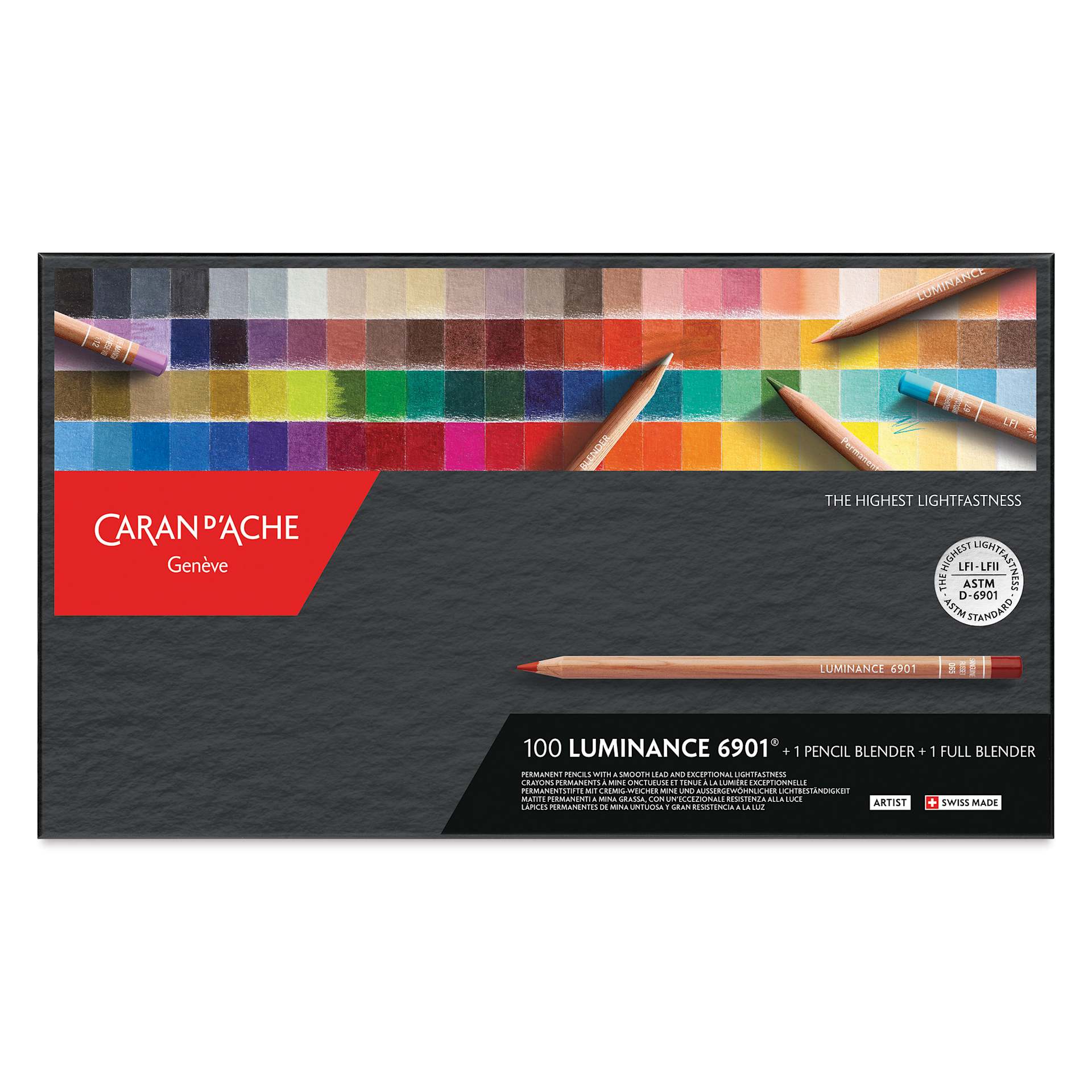 Caran d'Ache Luminance Colored Pencils - Assorted Colors, Set of 100 front of box
