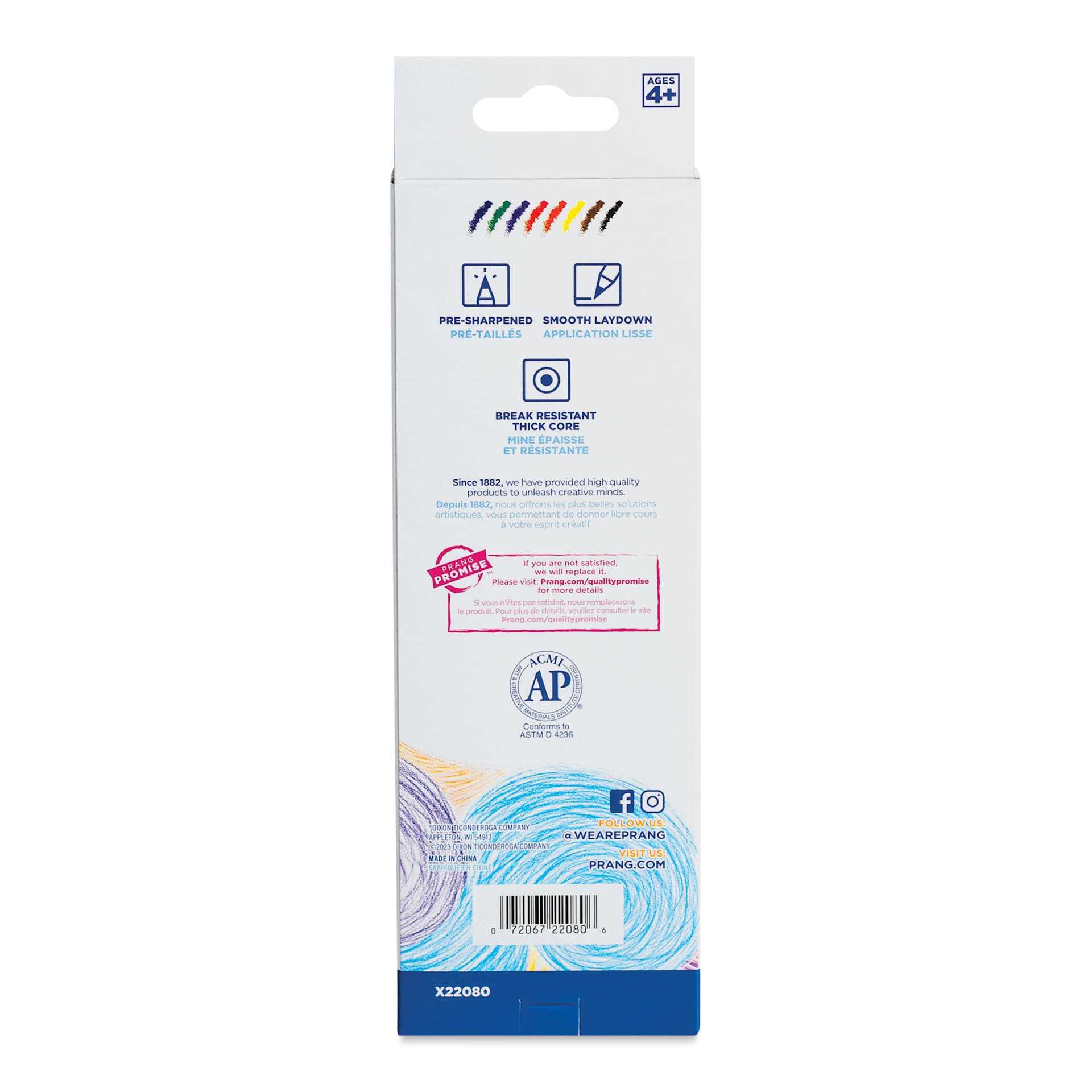 Prang Colored Pencils - Assorted Colors, Set of 8, back of packaging