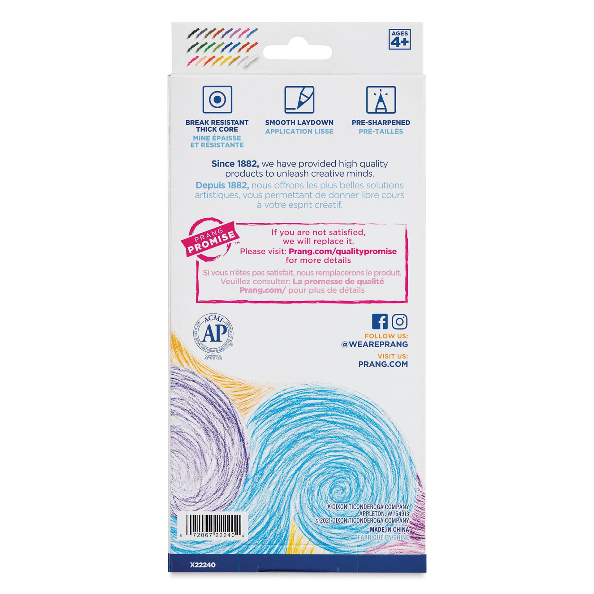 Prang Colored Pencils - Assorted Colors, Set of 24, back of packaging