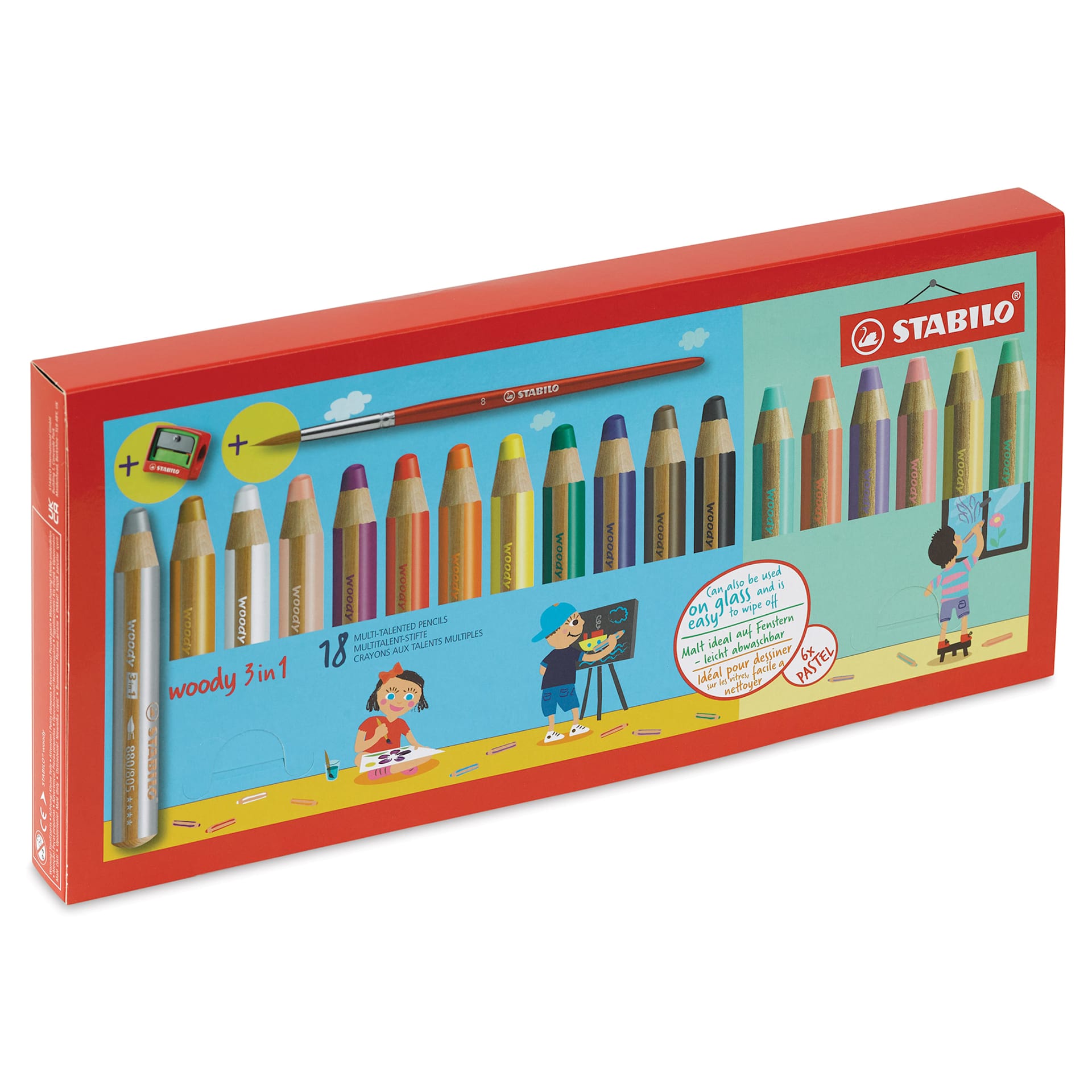 Stabilo Woody 3 in 1 Pencils - Assorted, Set of 18, packaging