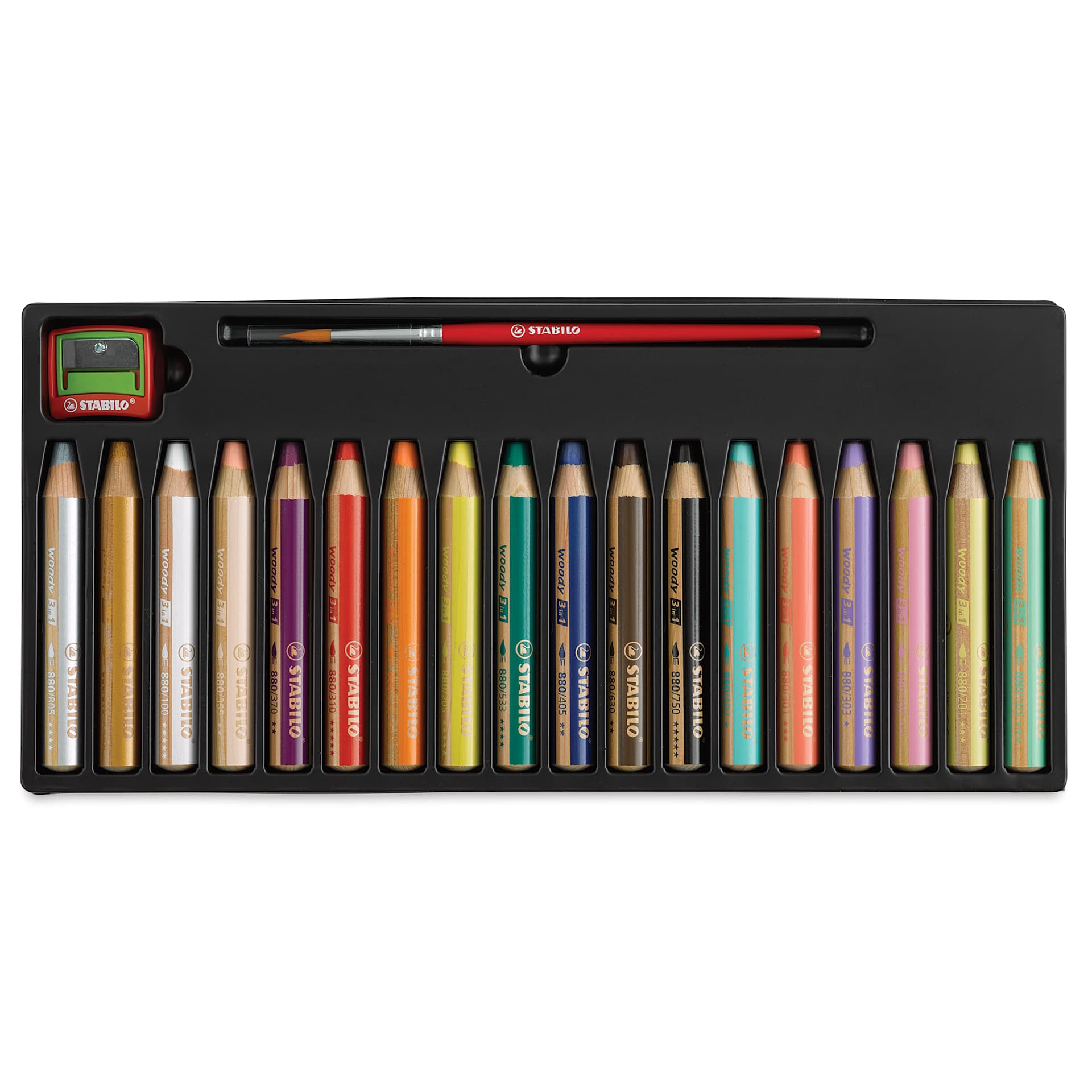 Stabilo Woody 3 in 1 Pencils - Set of 18, Assorted, open packaging