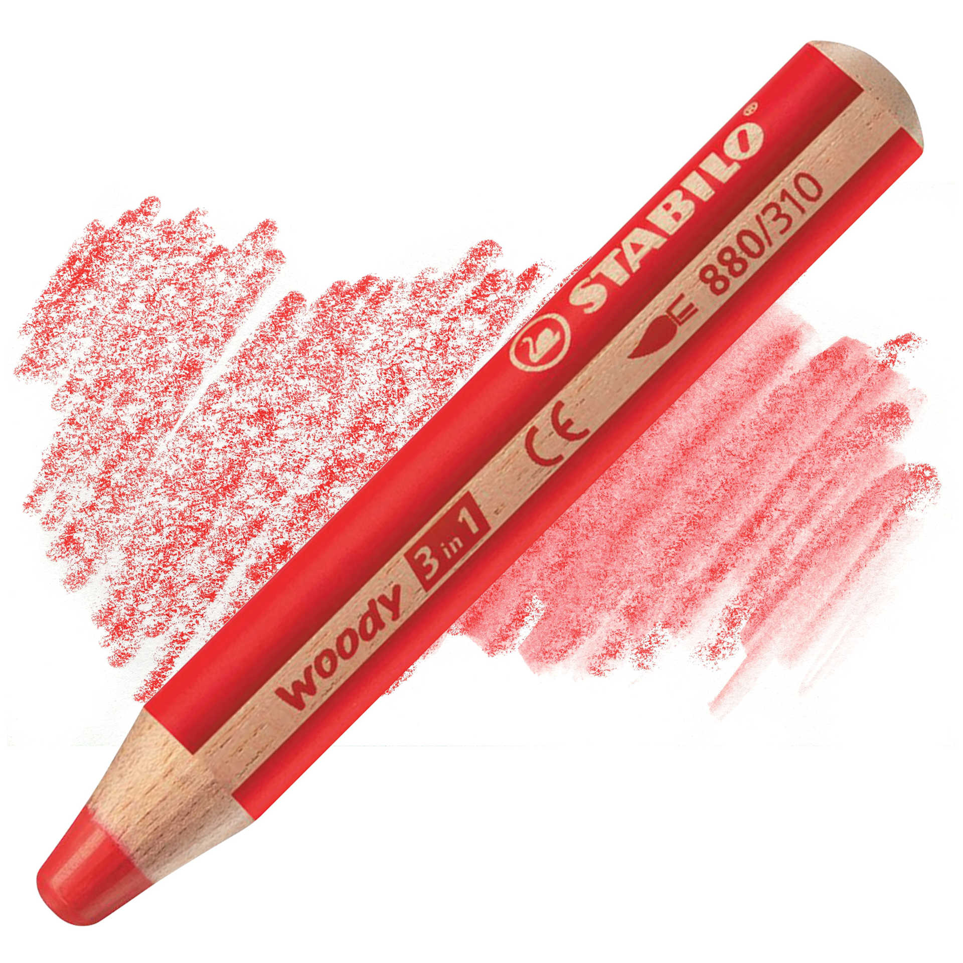 Stabilo Woody 3 in 1 Pencil - Red pencil and swatch
