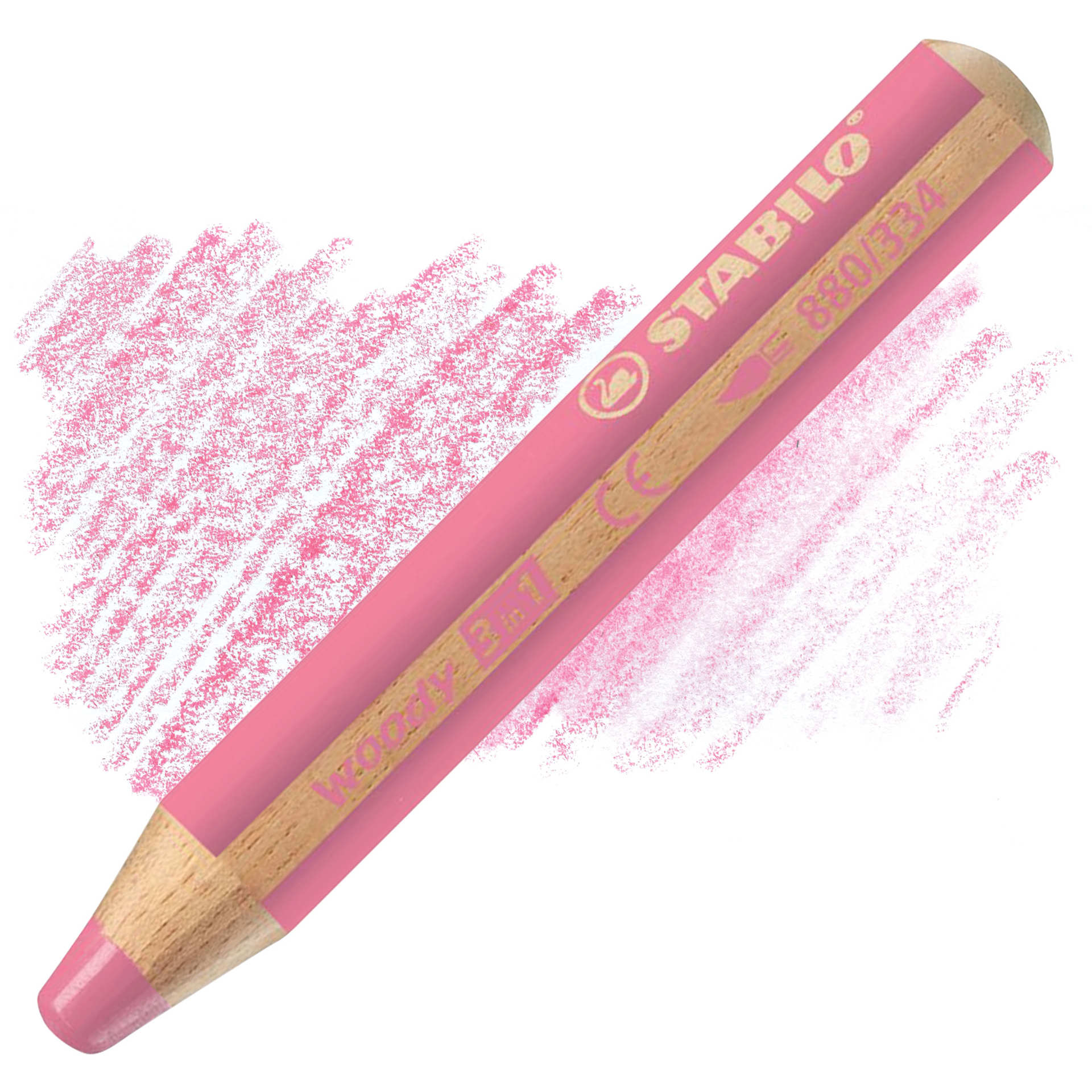 Stabilo Woody 3 in 1 Pencil - Pink pencil and swatch