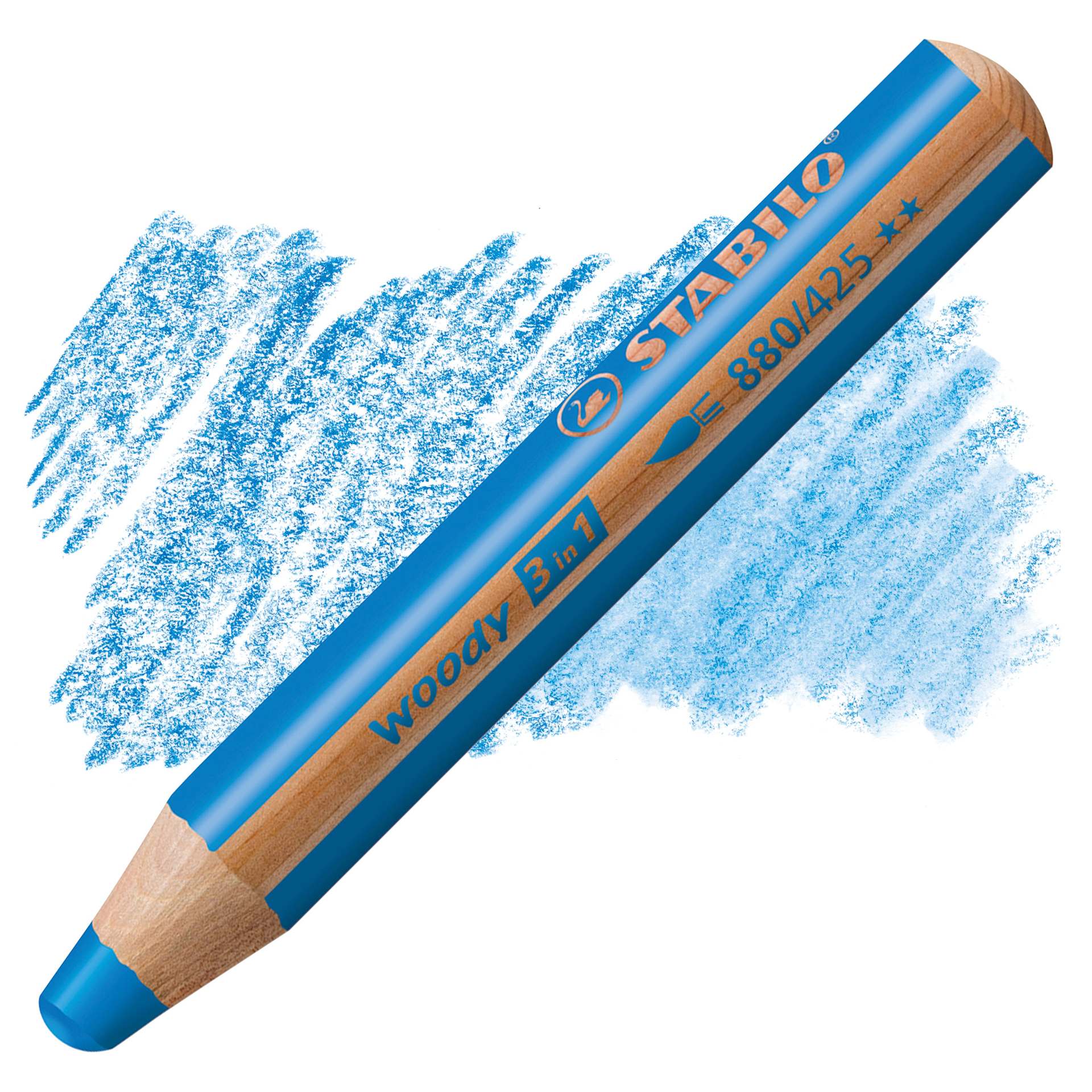 Stabilo Woody 3 in 1 Pencil - Blue pencil and swatch