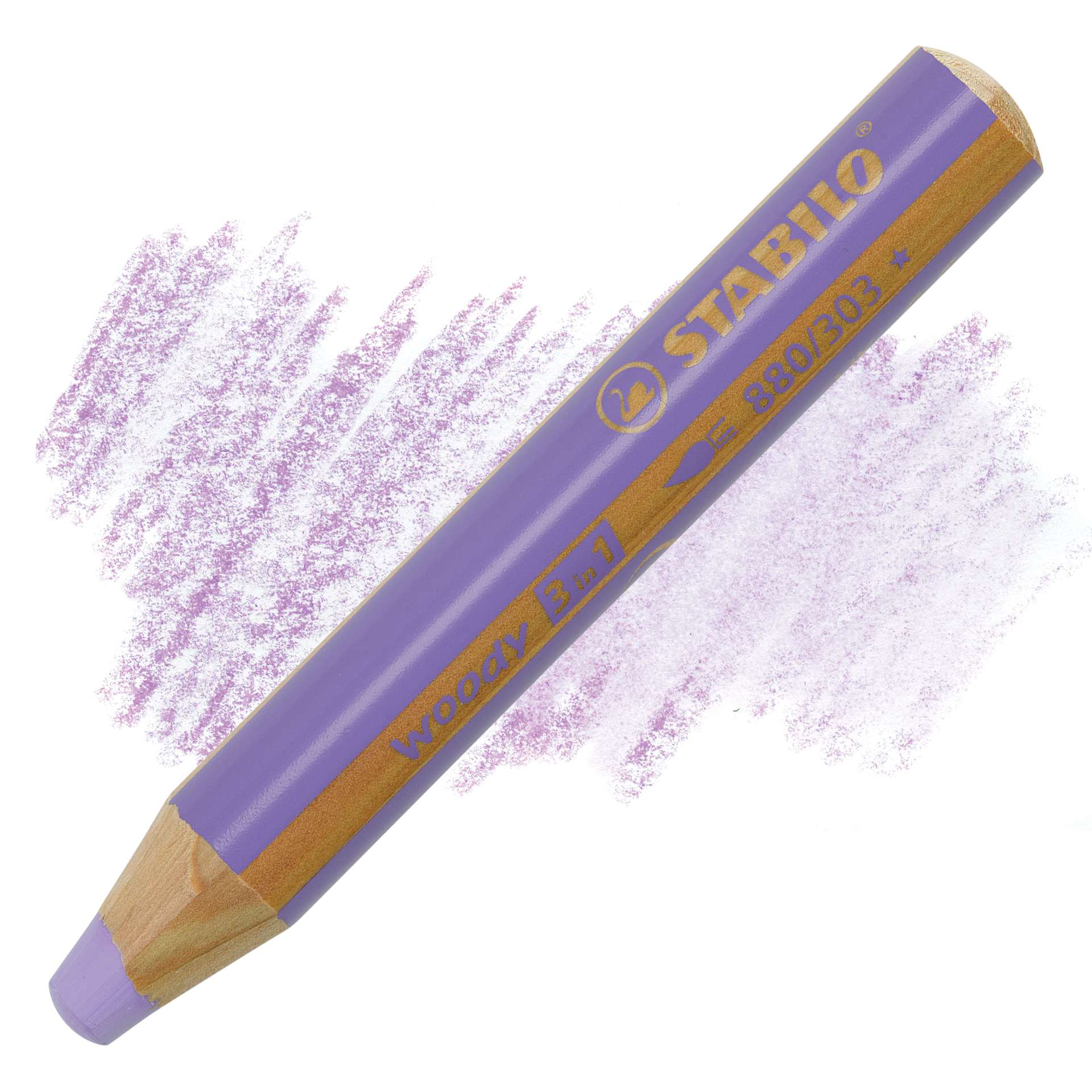 Stabilo Woody 3 in 1 Pencil - Pastel Lilac swatch and pencil pencil and swatch