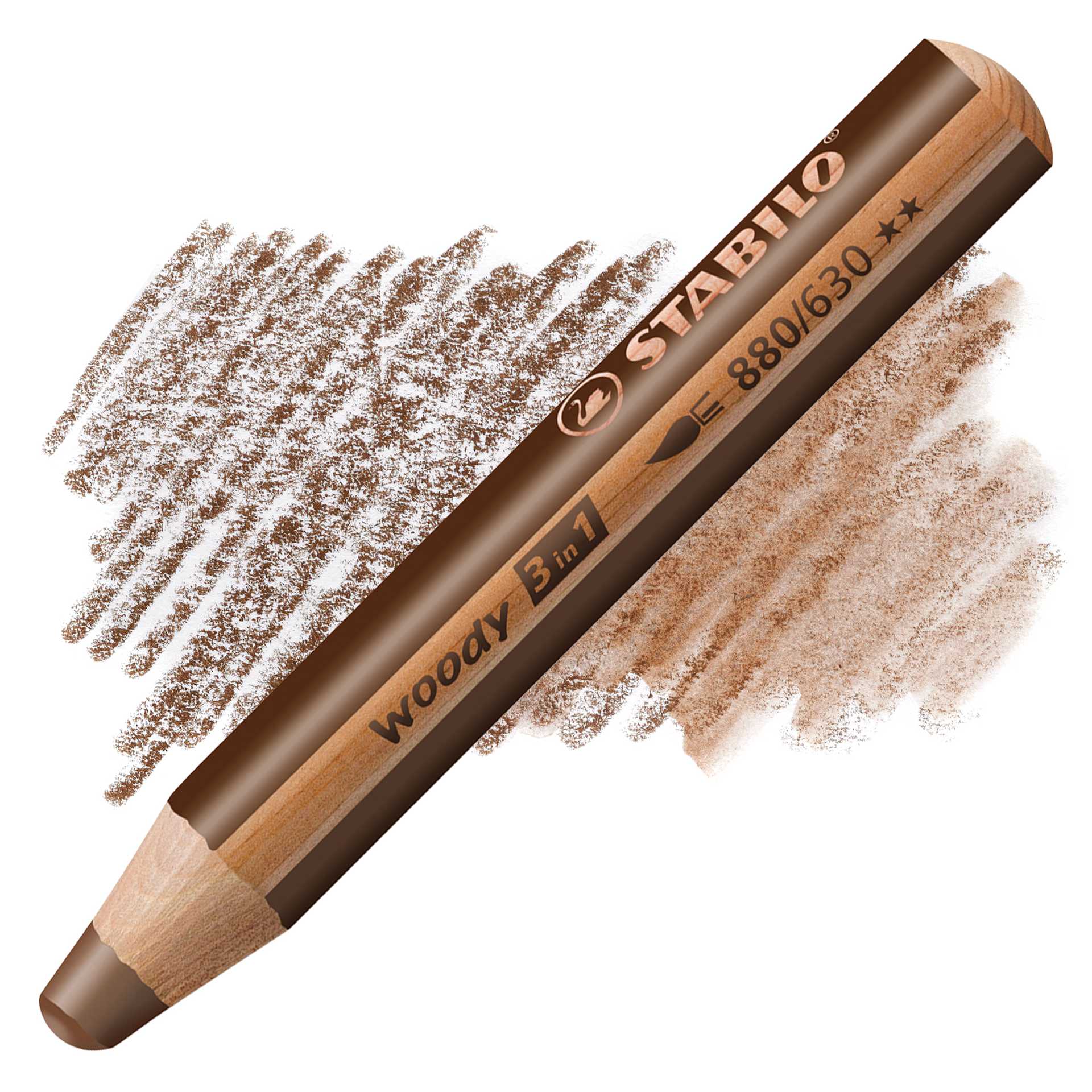 Stabilo Woody 3 in 1 Pencil - Brown pencil and swatch