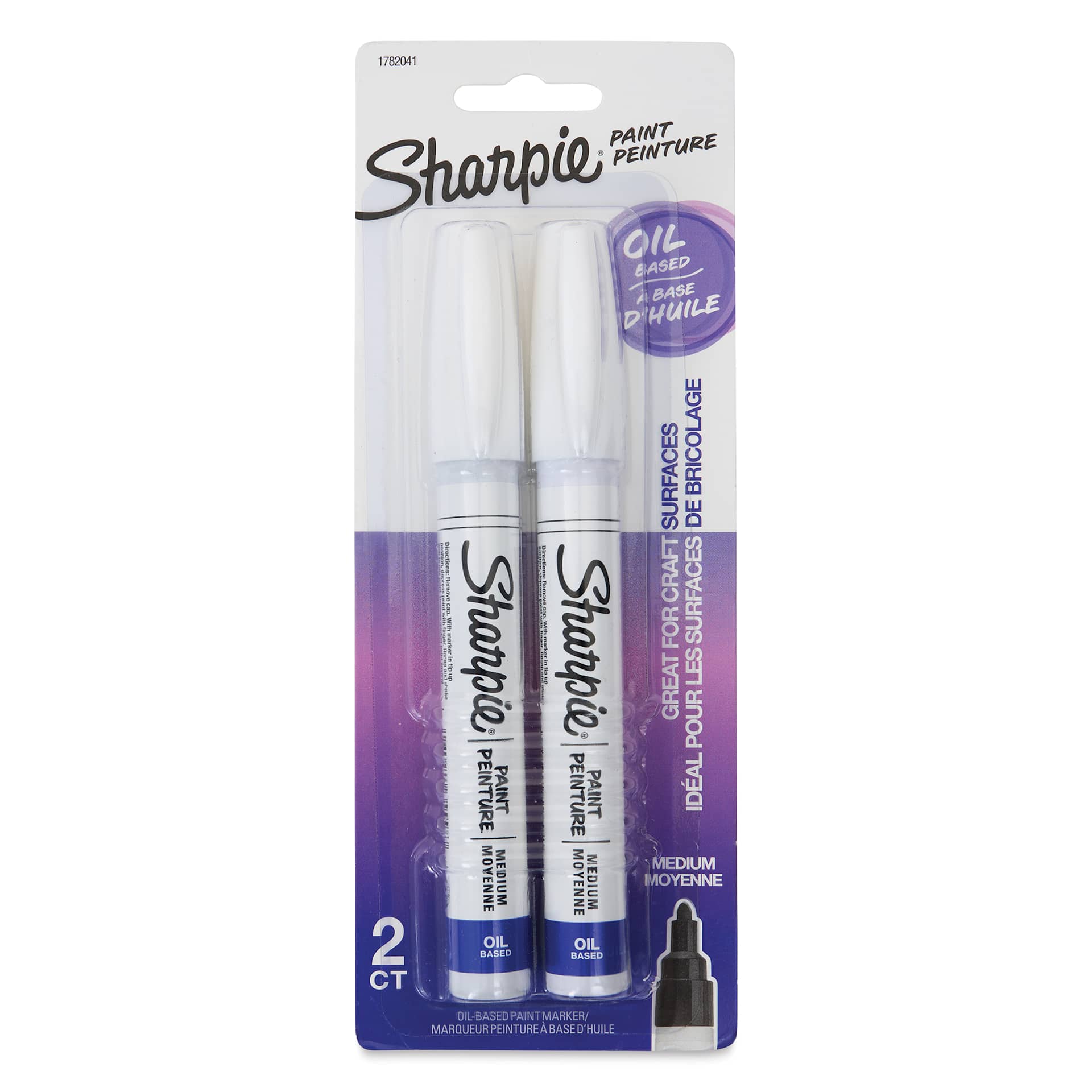 Sharpie Oil-Based Paint Marker - White, Medium Point, Pkg of 2, front of packaging